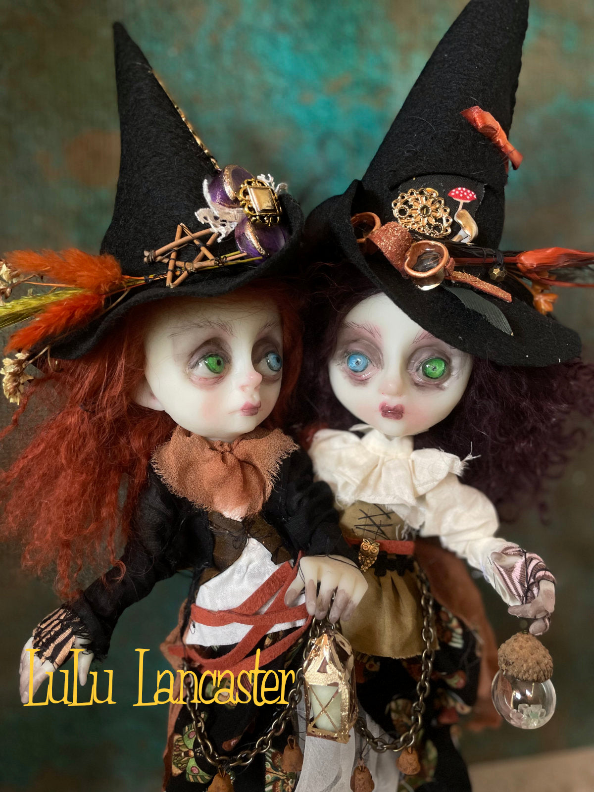 Conjoined Steampunk Witches Jade and Jinx Original LuLu Lancaster Art Doll