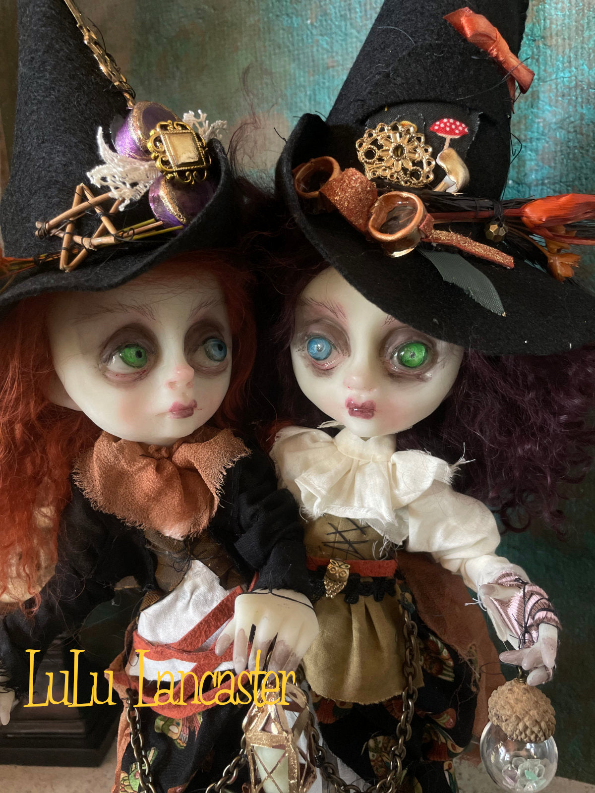 Conjoined Steampunk Witches Jade and Jinx Original LuLu Lancaster Art Doll