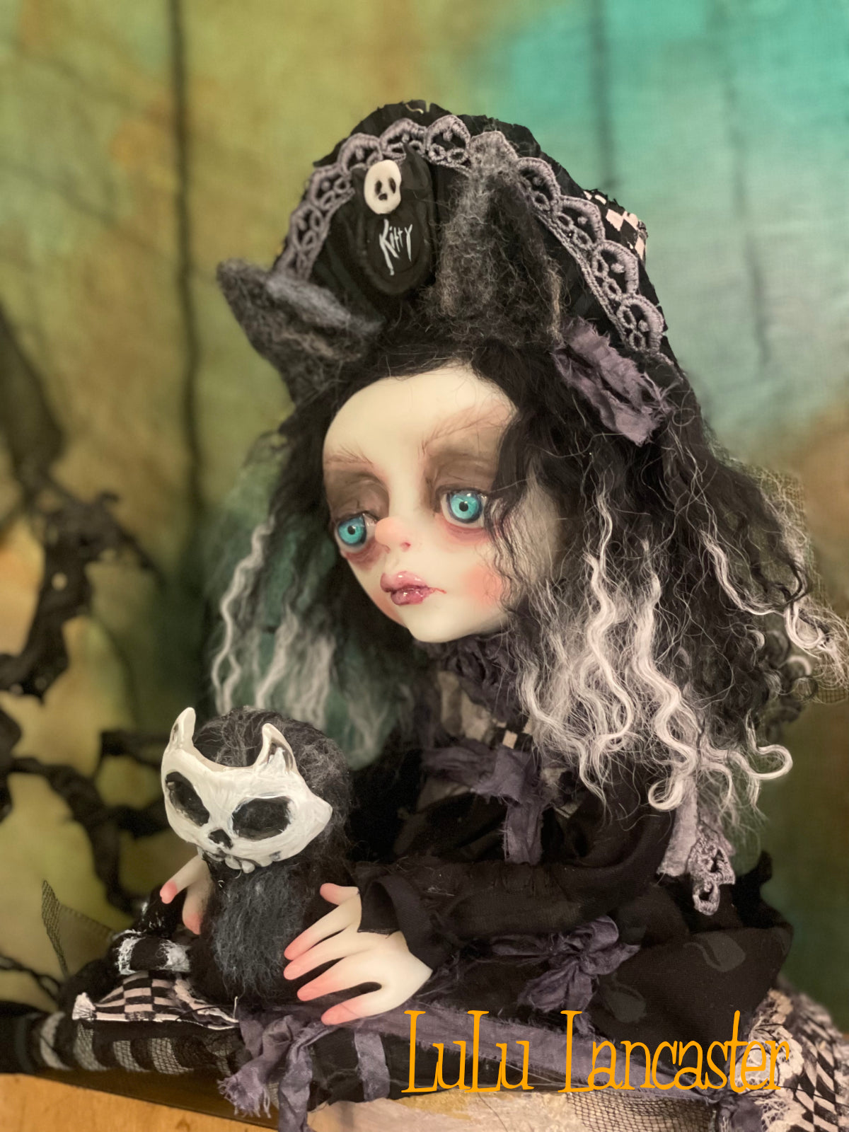 KittyKat dark Goth Sitter Original LuLu Lancaster Art Doll