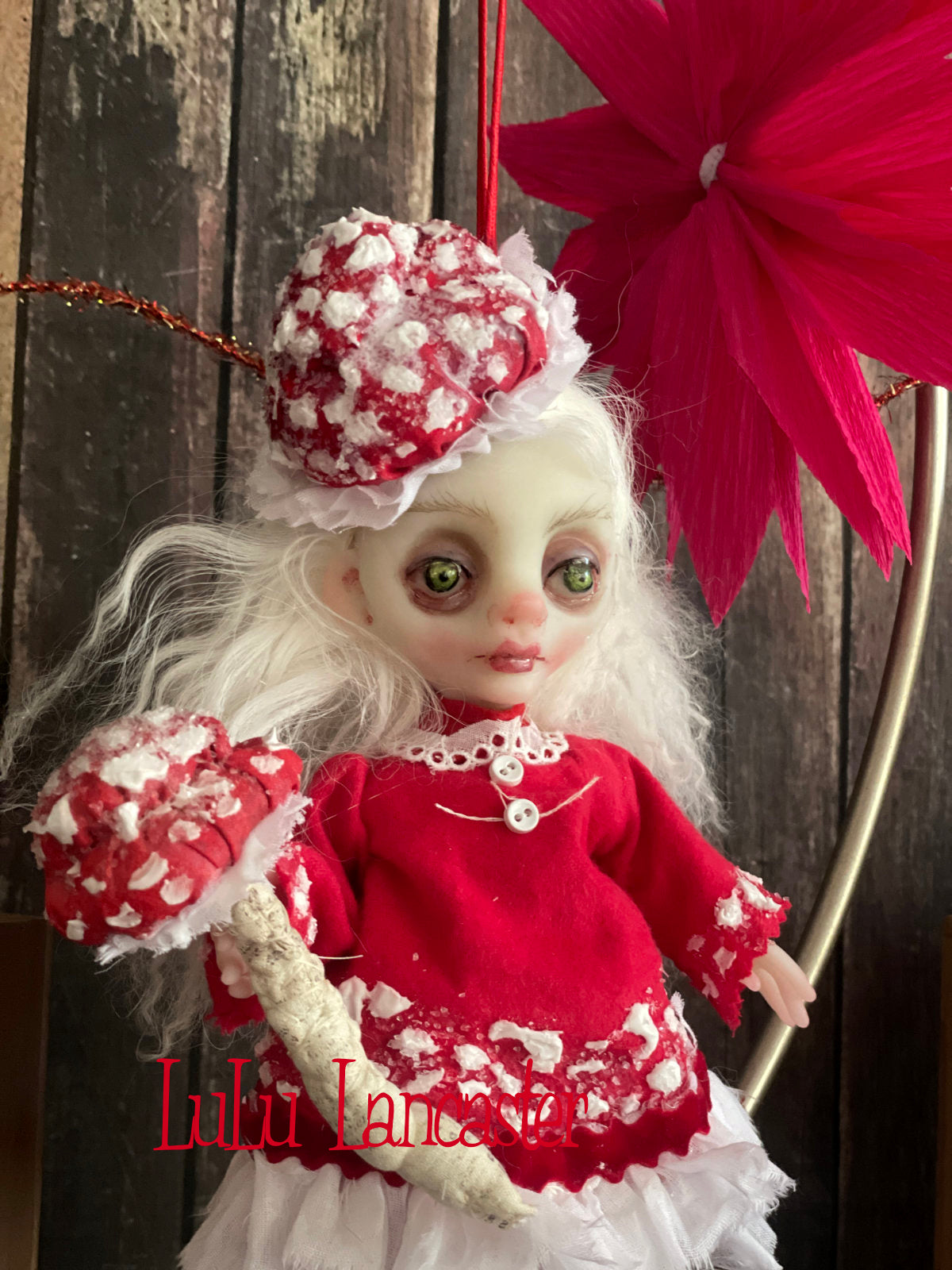 Liesel the amanita sprite Mini hanging Christmas winter Original LuLu Lancaster Art Doll