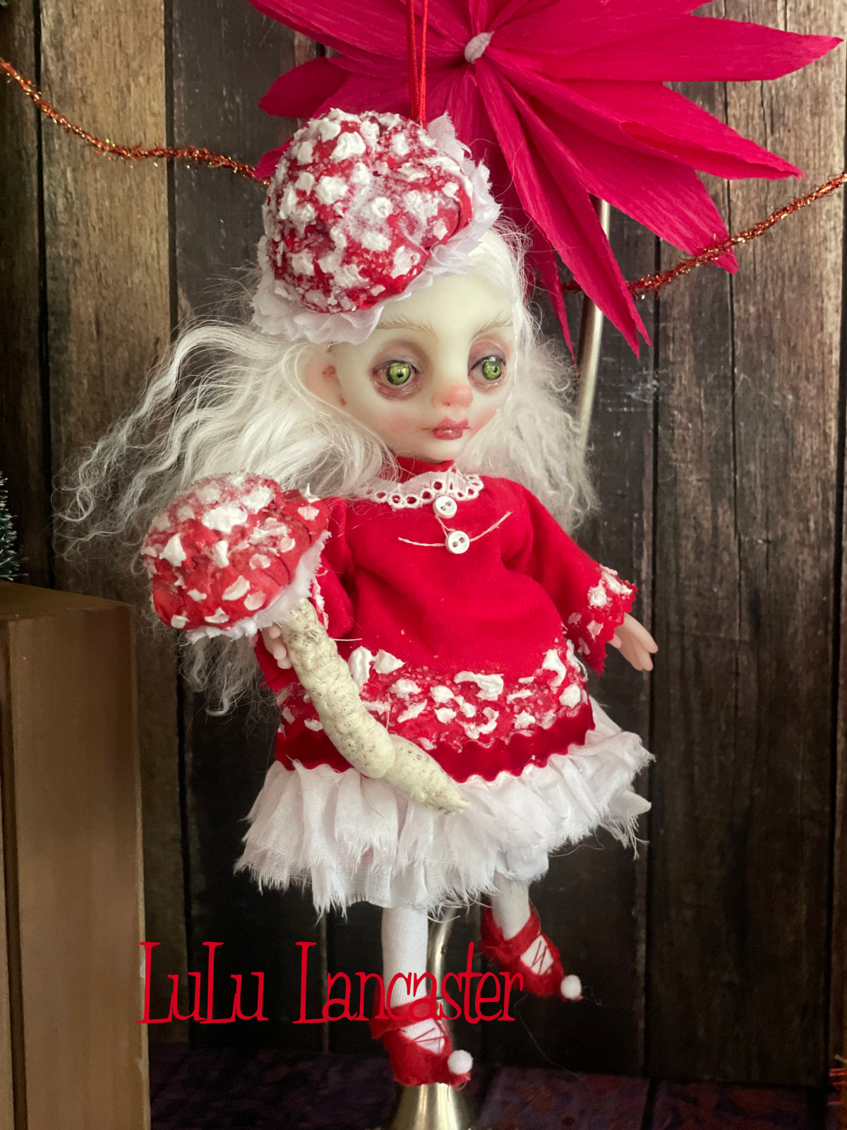 Liesel the amanita sprite Mini hanging Christmas winter Original LuLu Lancaster Art Doll