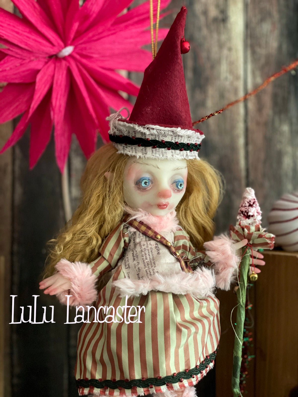 Lille Mini hanging Christmas Elf Original LuLu Lancaster Art Doll