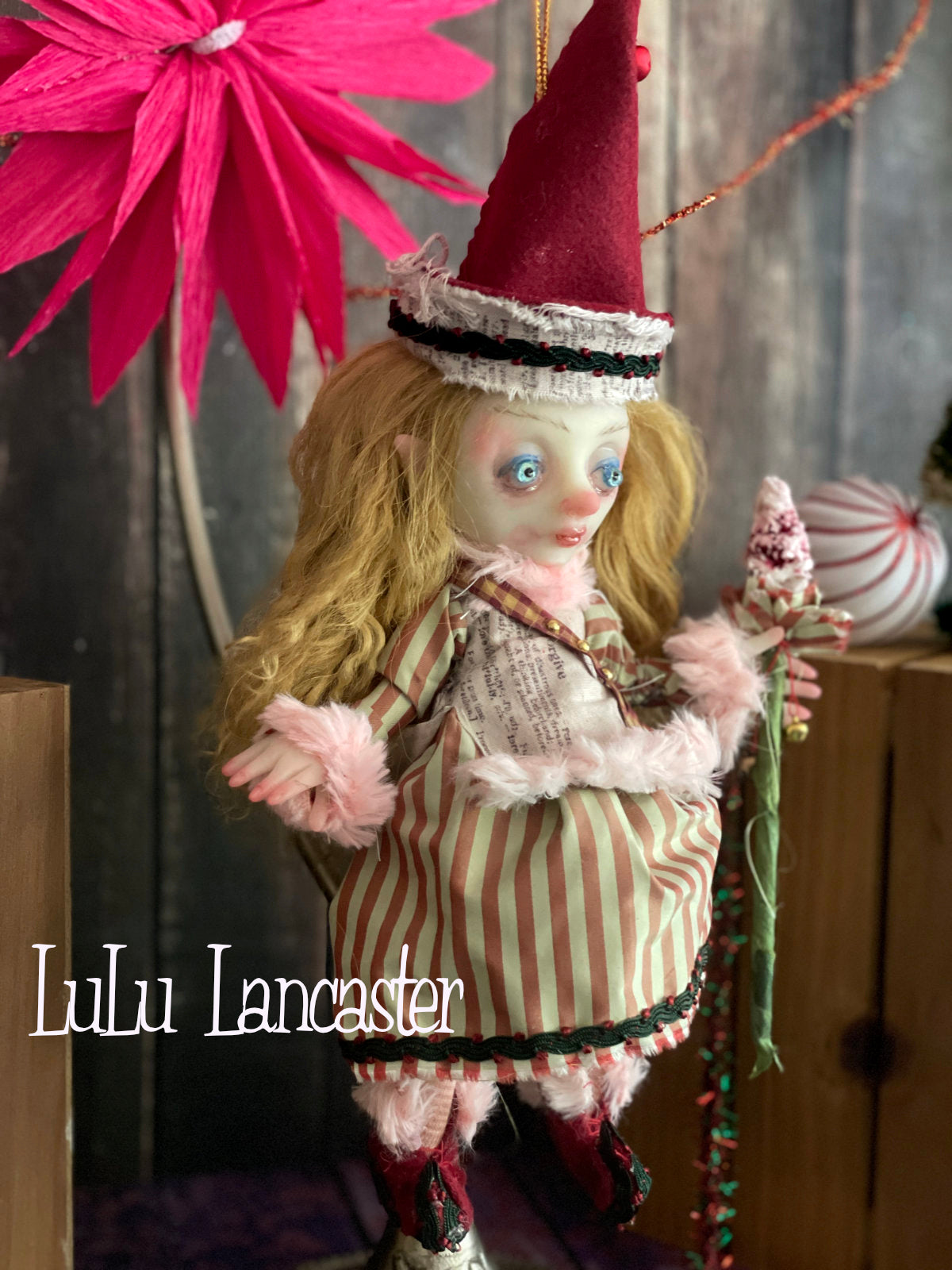 Lille Mini hanging Christmas Elf Original LuLu Lancaster Art Doll