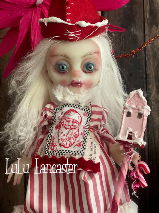 Liten Mini hanging Christmas Elf Original LuLu Lancaster Art Doll