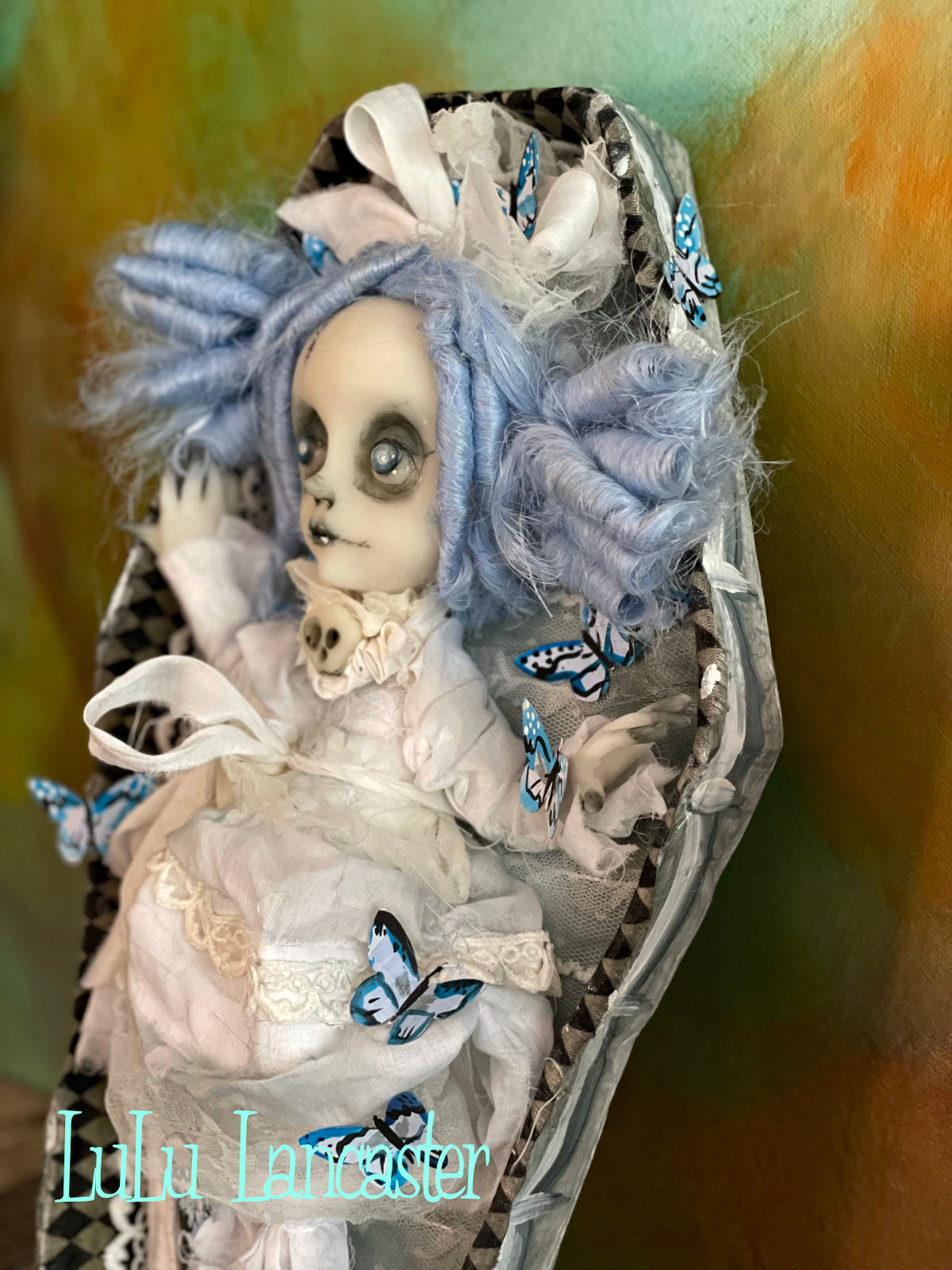 Little Emily corpse Halloween hanging coffin box Original LuLu Lancaster Art Doll