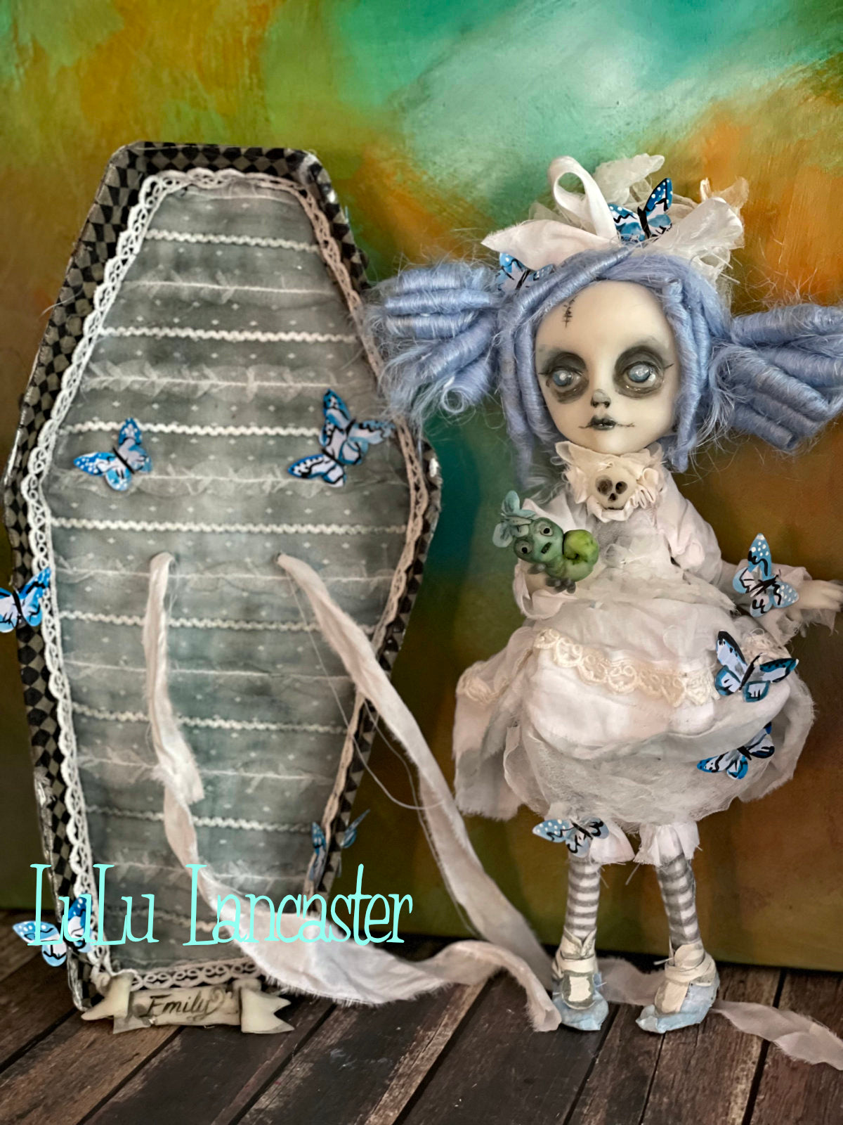 Little Emily corpse Halloween hanging coffin box Original LuLu Lancaster Art Doll