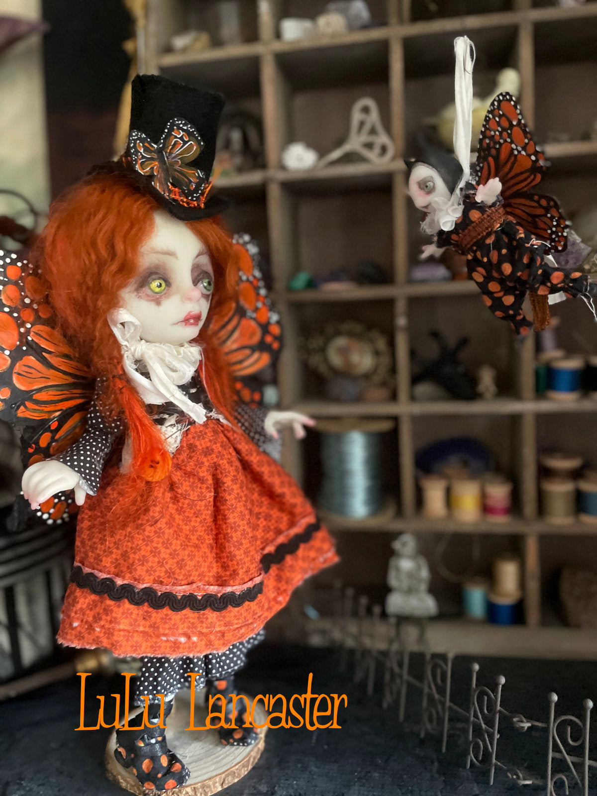 Macy and Mol Monarch Butterflies Original LuLu Lancaster Art Doll