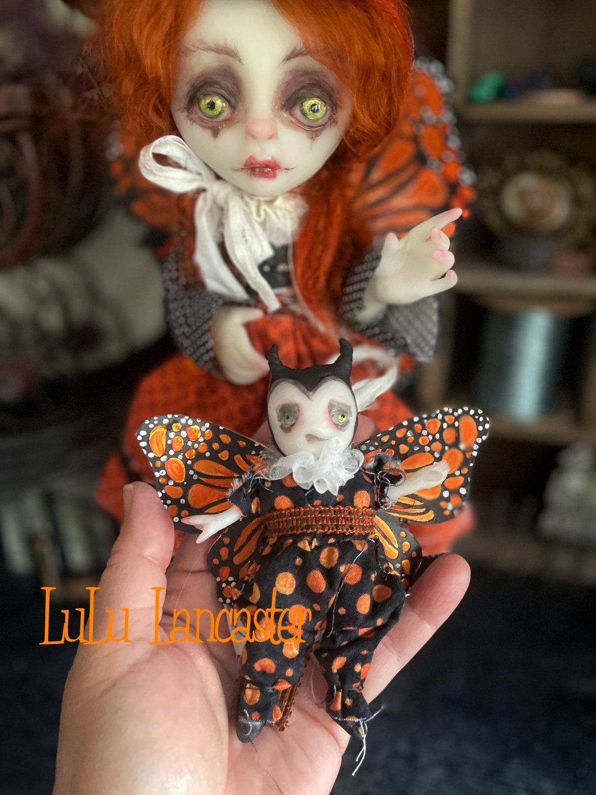 Macy and Mol Monarch Butterflies Original LuLu Lancaster Art Doll