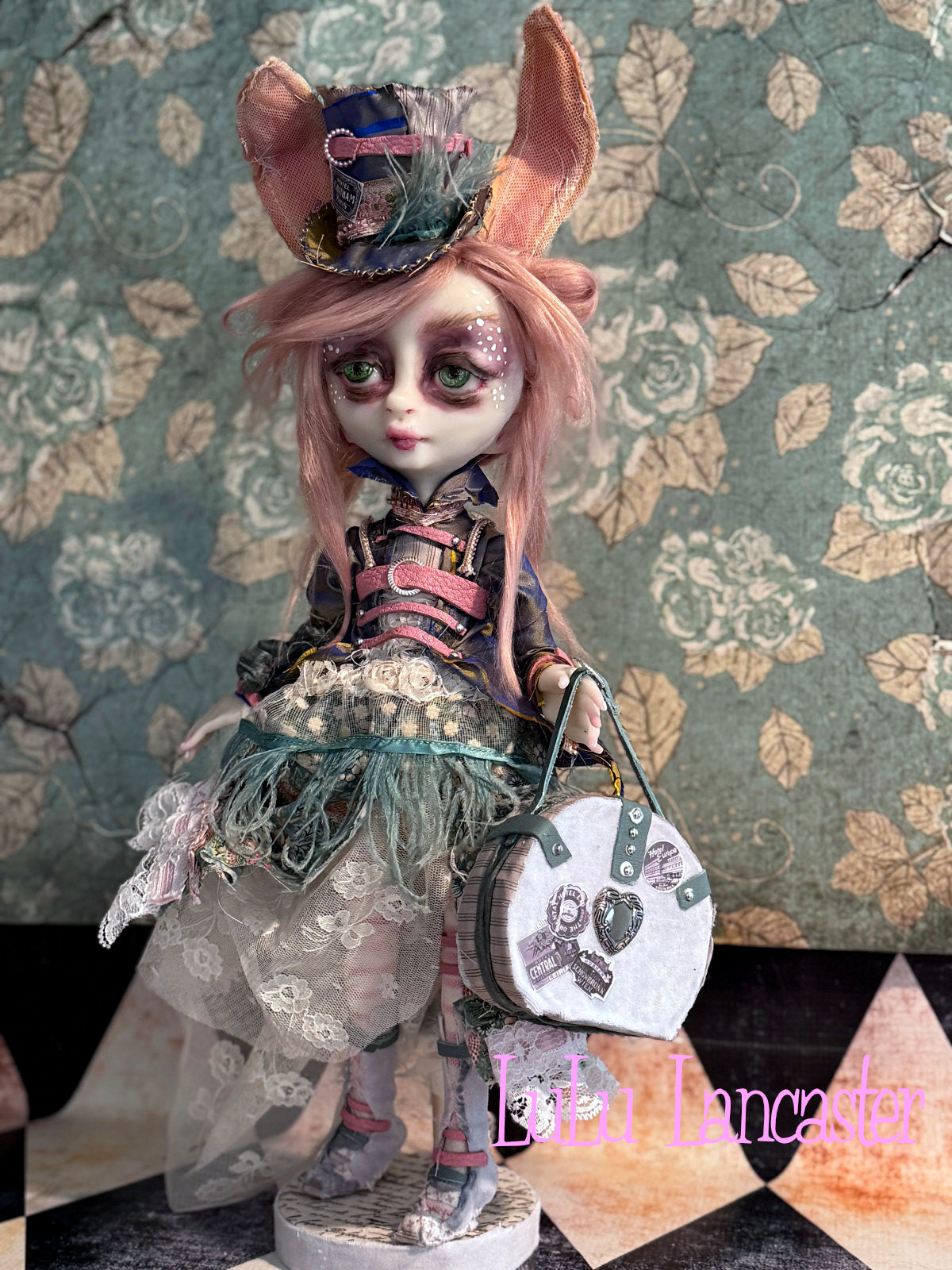 Mavis a Rabbit in Paris ~ Traveling Bunny Original LuLu Lancaster Art Doll