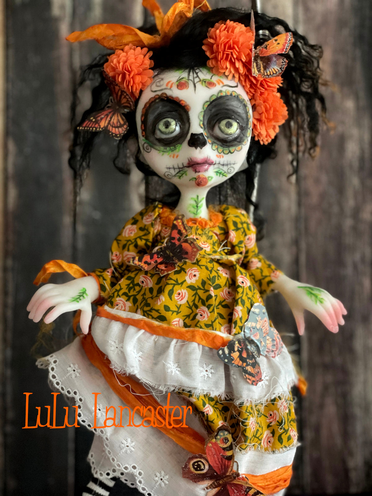 Migdaliah hanging Day of the dead Original LuLu Lancaster Halloween Art Doll