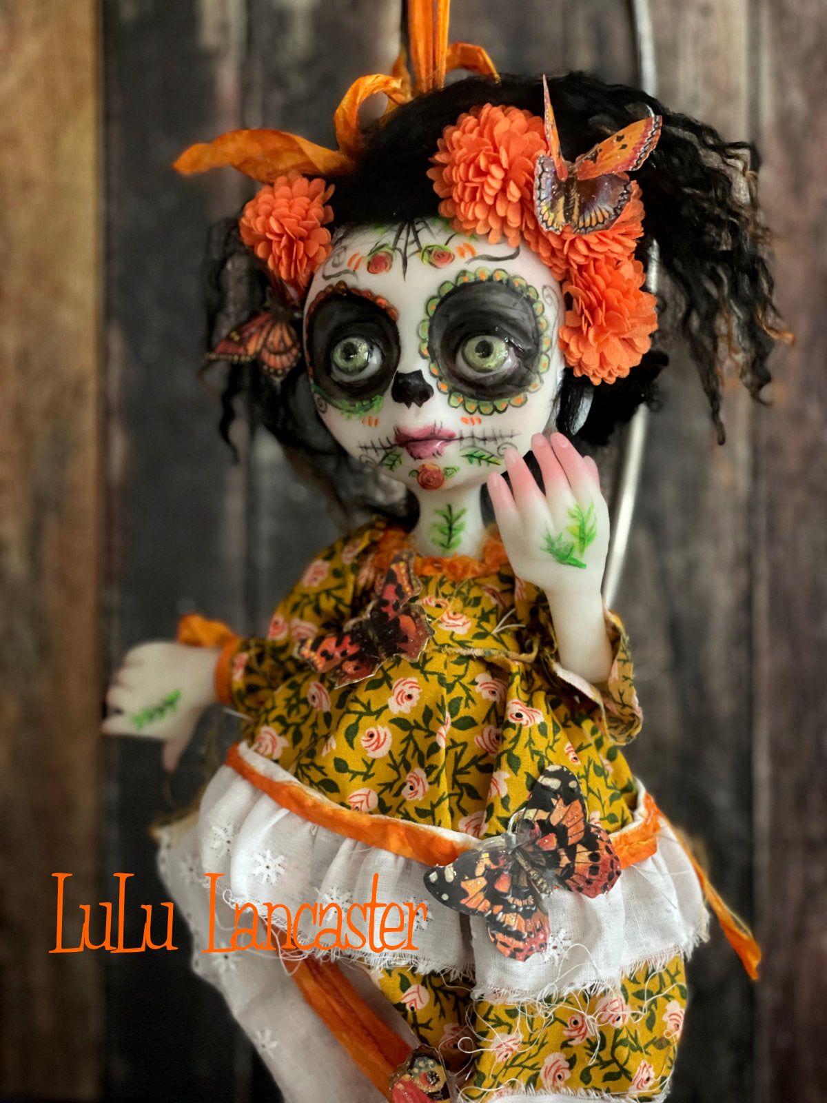 Migdaliah hanging Day of the dead Original LuLu Lancaster Halloween Art Doll
