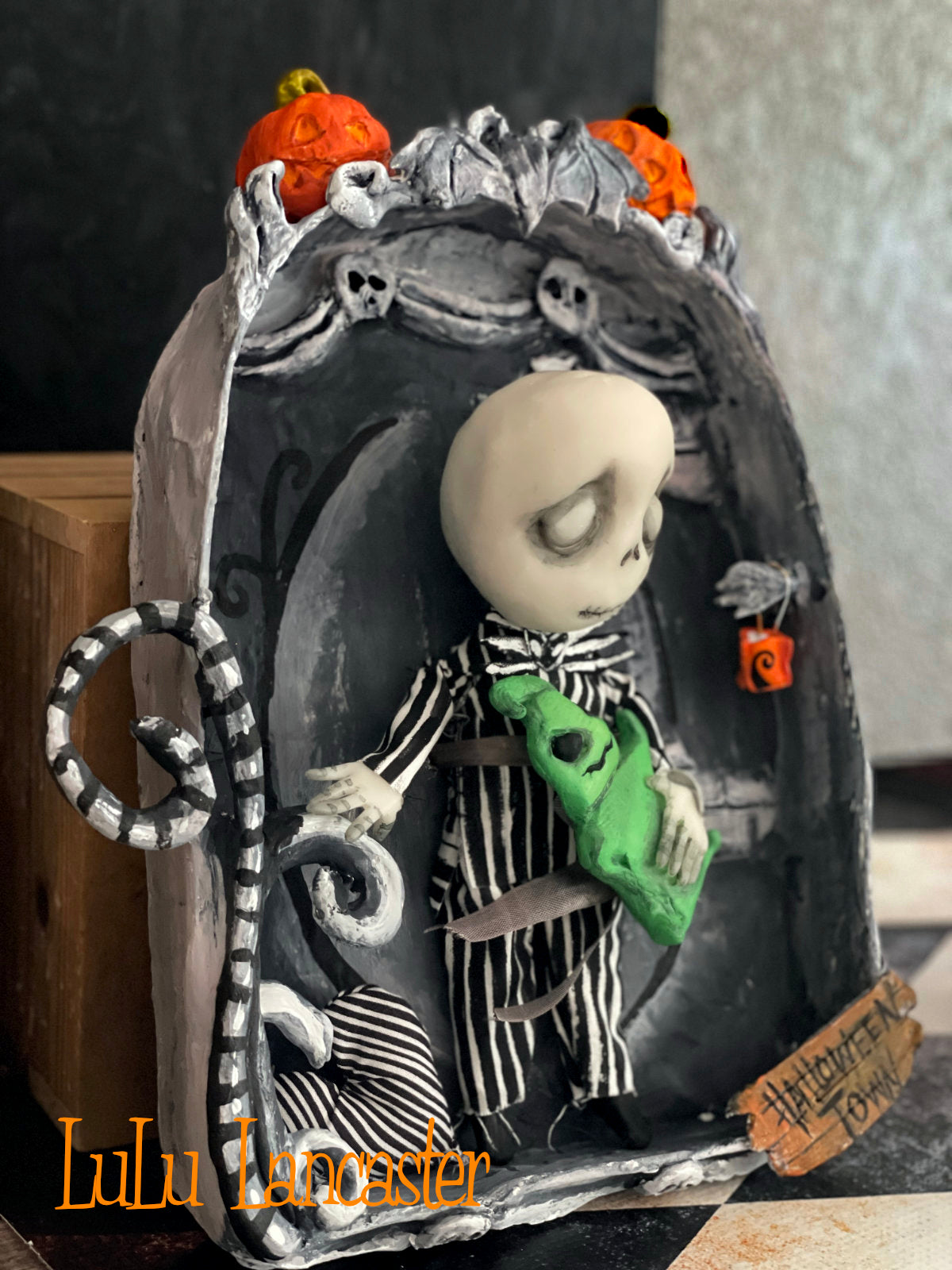 Mini Sleeping Jack in Halloween town Hanging Box Original LuLu Lancaster Halloween Art Doll