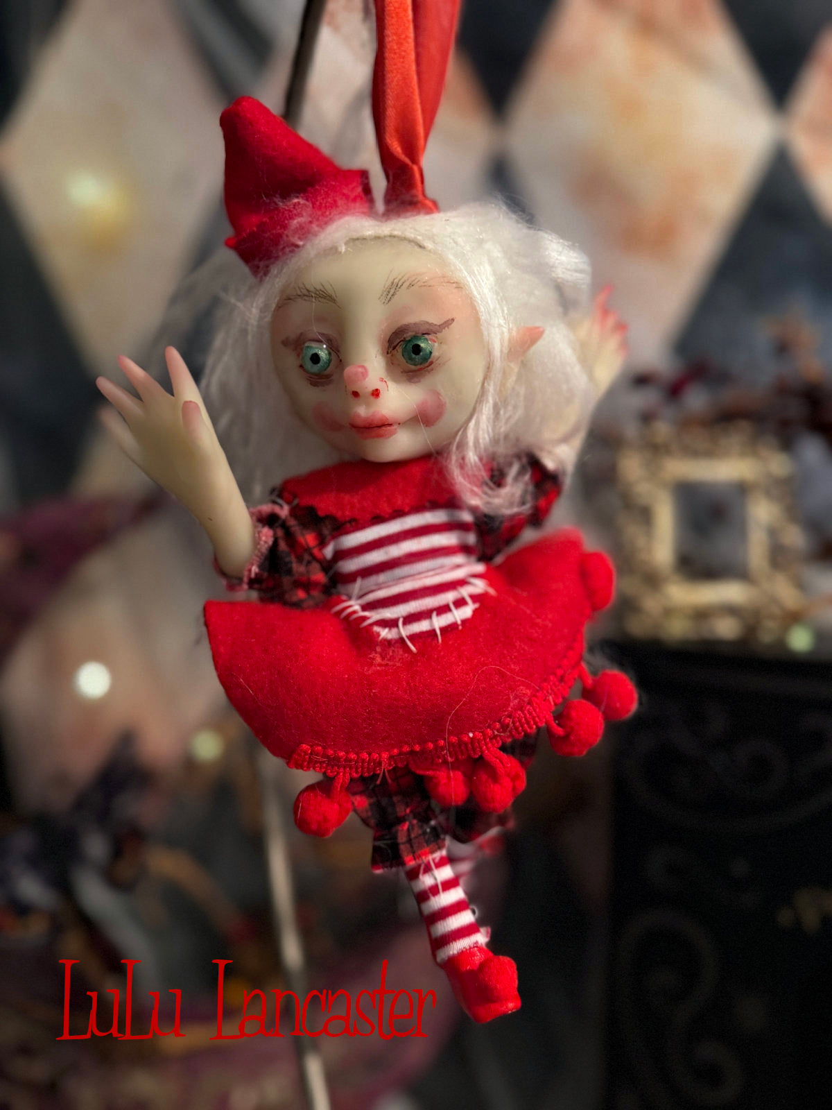 Sappy the Elf Mini Christmas hanging Original LuLu Lancaster Art Doll