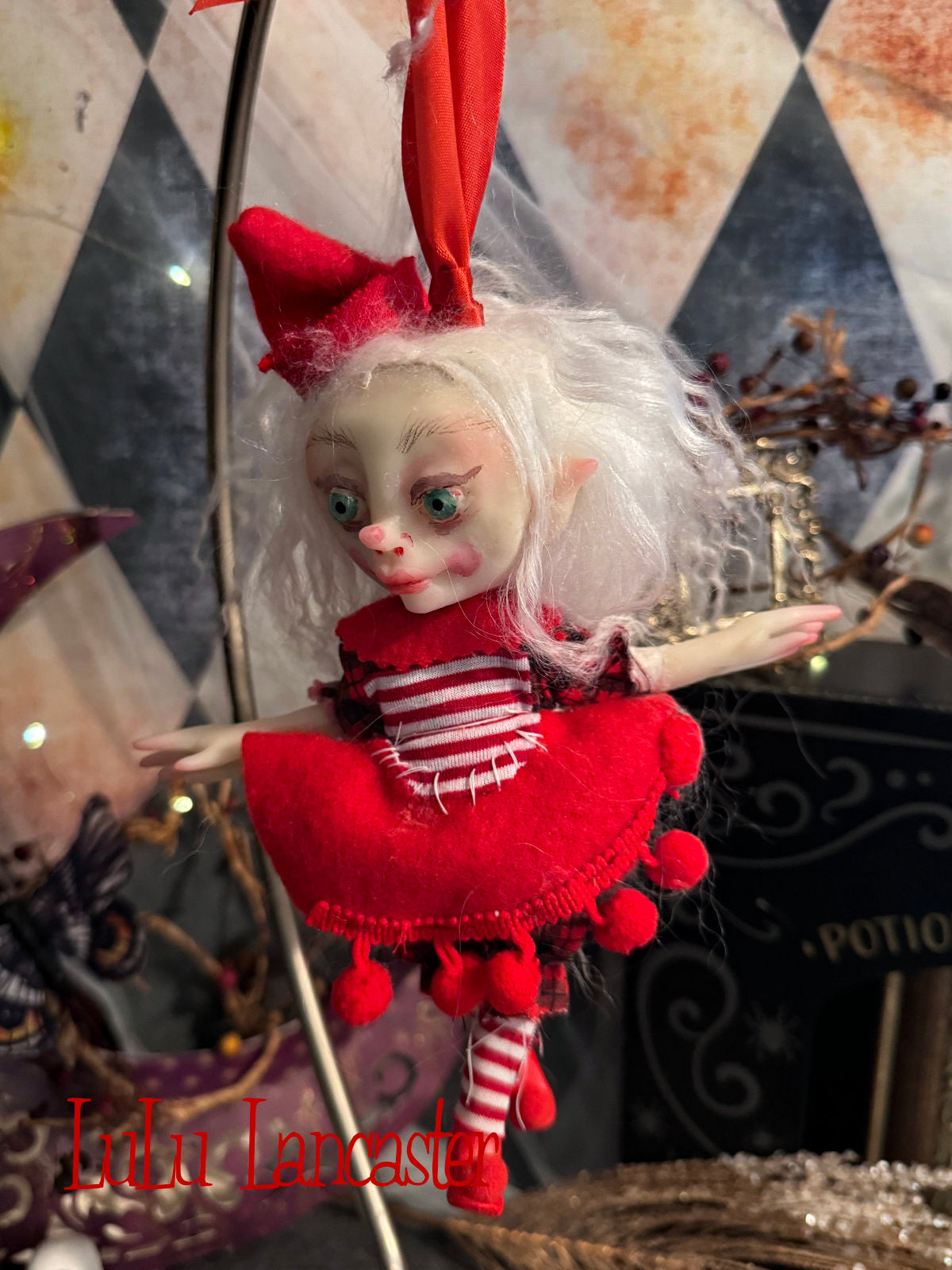 Sappy the Elf Mini Christmas hanging Original LuLu Lancaster Art Doll