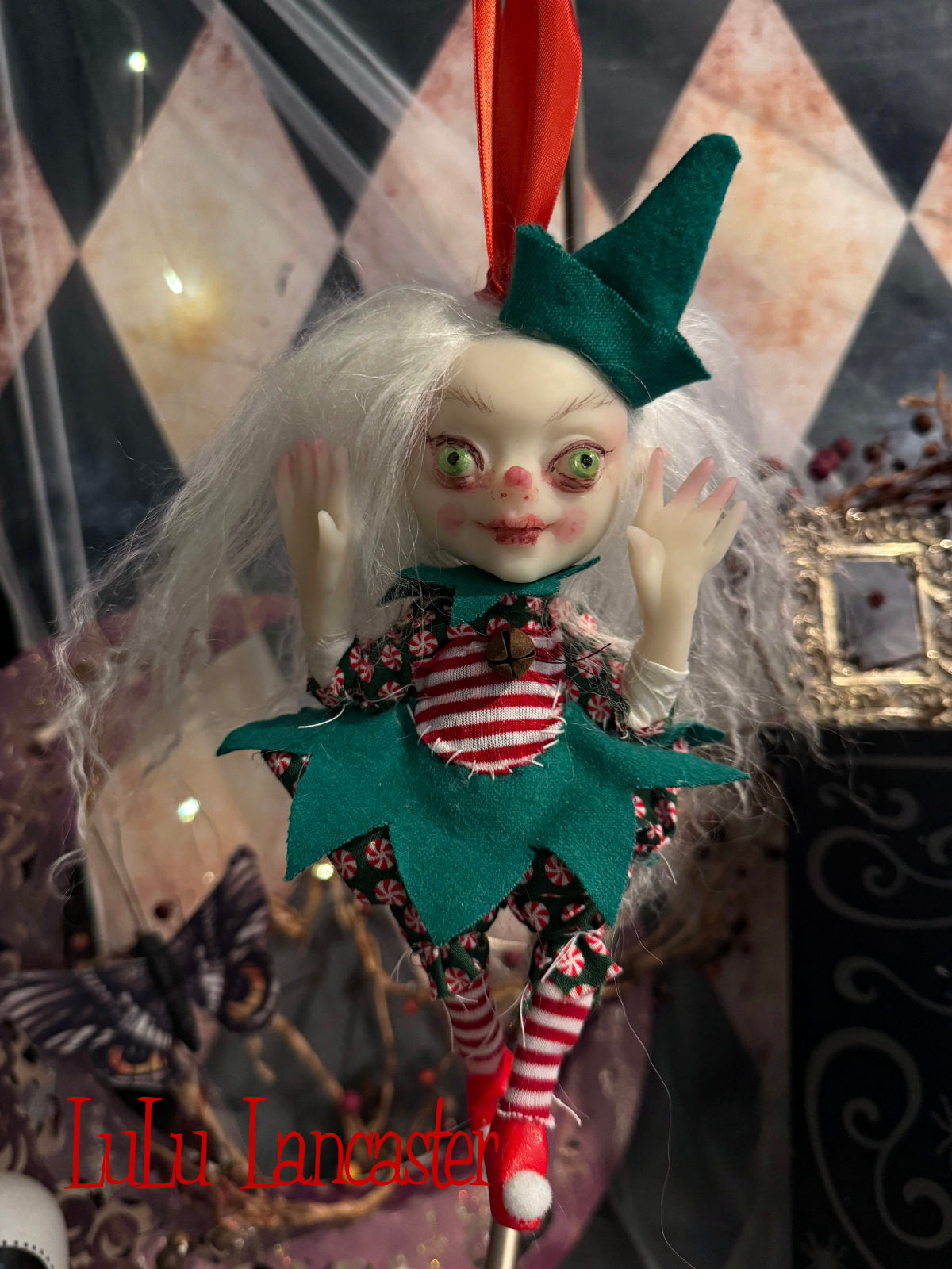 Sprig the Elf Mini Christmas hanging Original LuLu Lancaster Art Doll