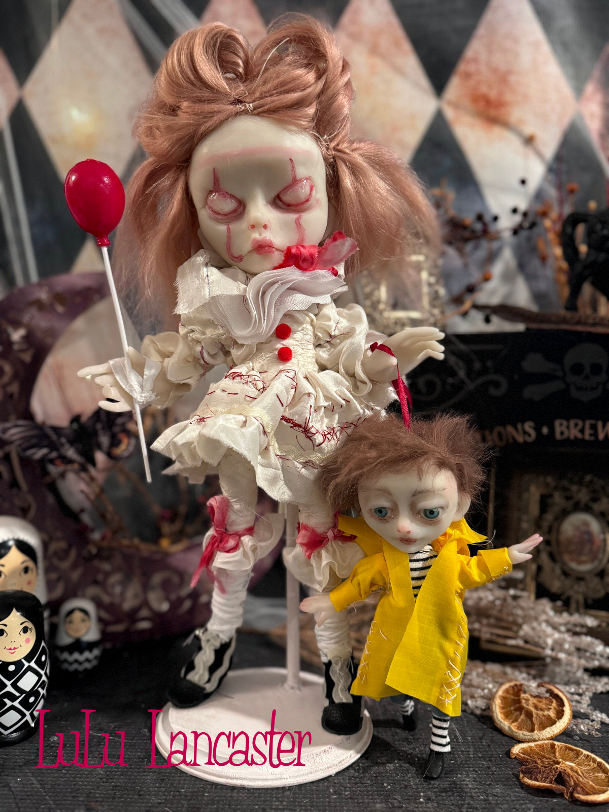 Pink Pennywise and Mini Georgie Original LuLu Lancaster Art Doll