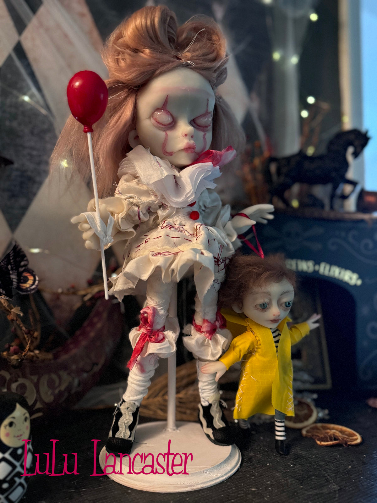 Pink Pennywise and Mini Georgie Original LuLu Lancaster Art Doll