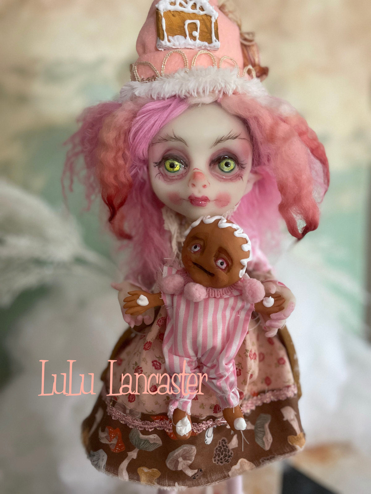 Pinkle Gingerbread Puff the Christmas Elf LuLu's Holiday Original LuLu Lancaster Art Doll