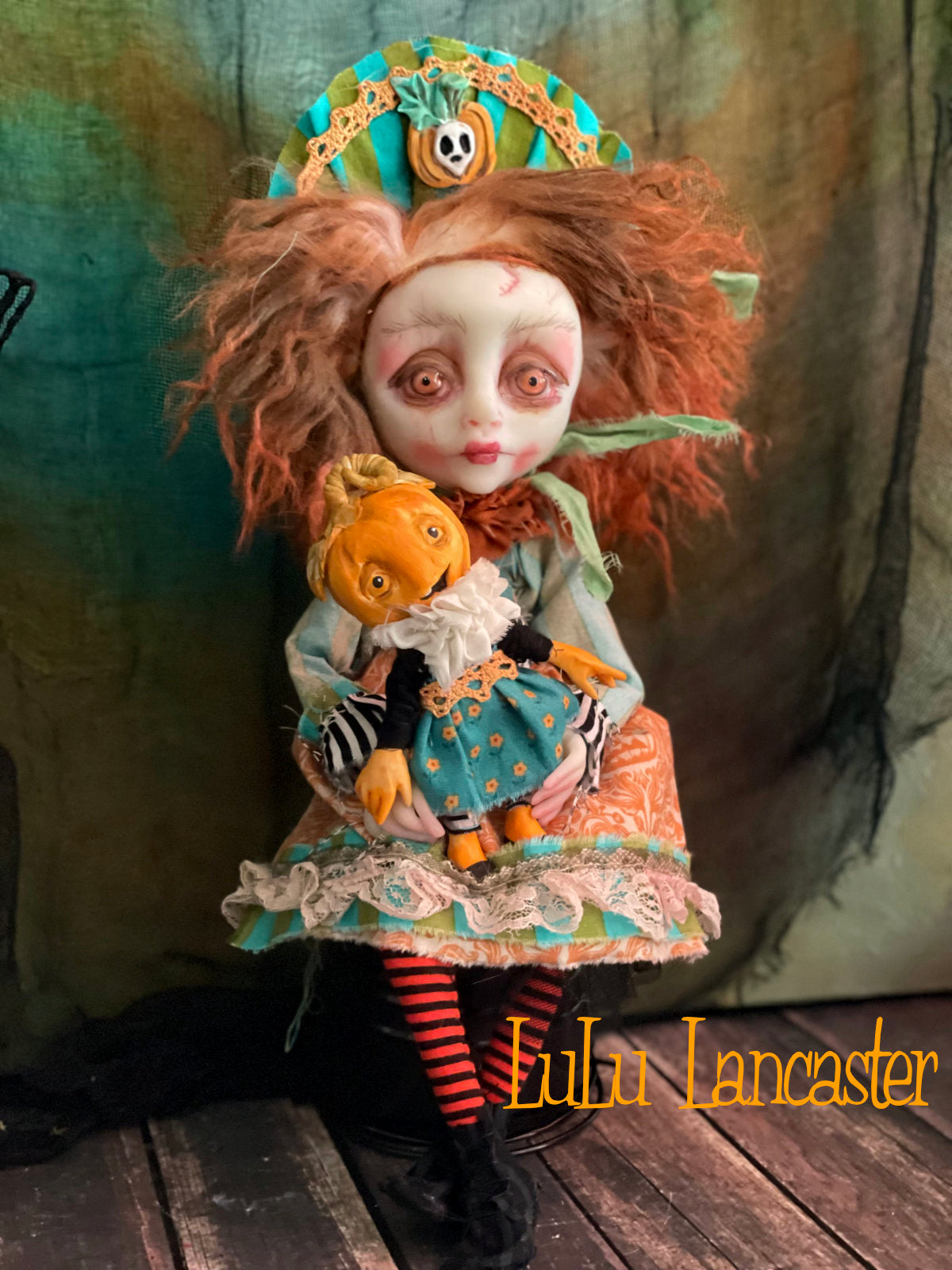 Punkin Halloween Sitter Original LuLu Lancaster Art Dolls