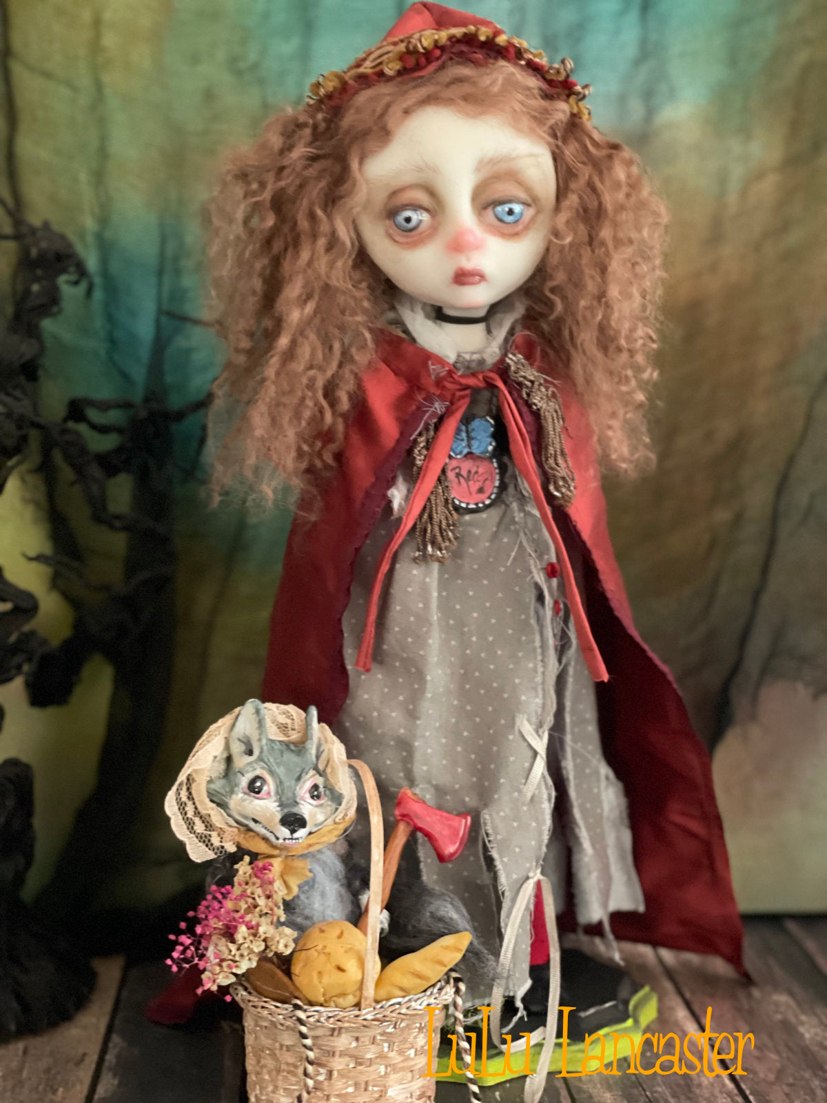 Red Riding Hood Goth dark Fairytale Original LuLu Lancaster Art Doll