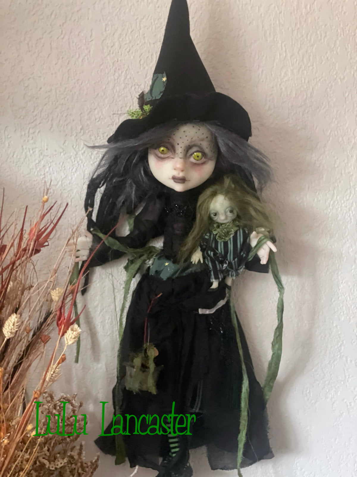 Sabine Witch of the woods wall hanging Original LuLu Lancaster Art Doll