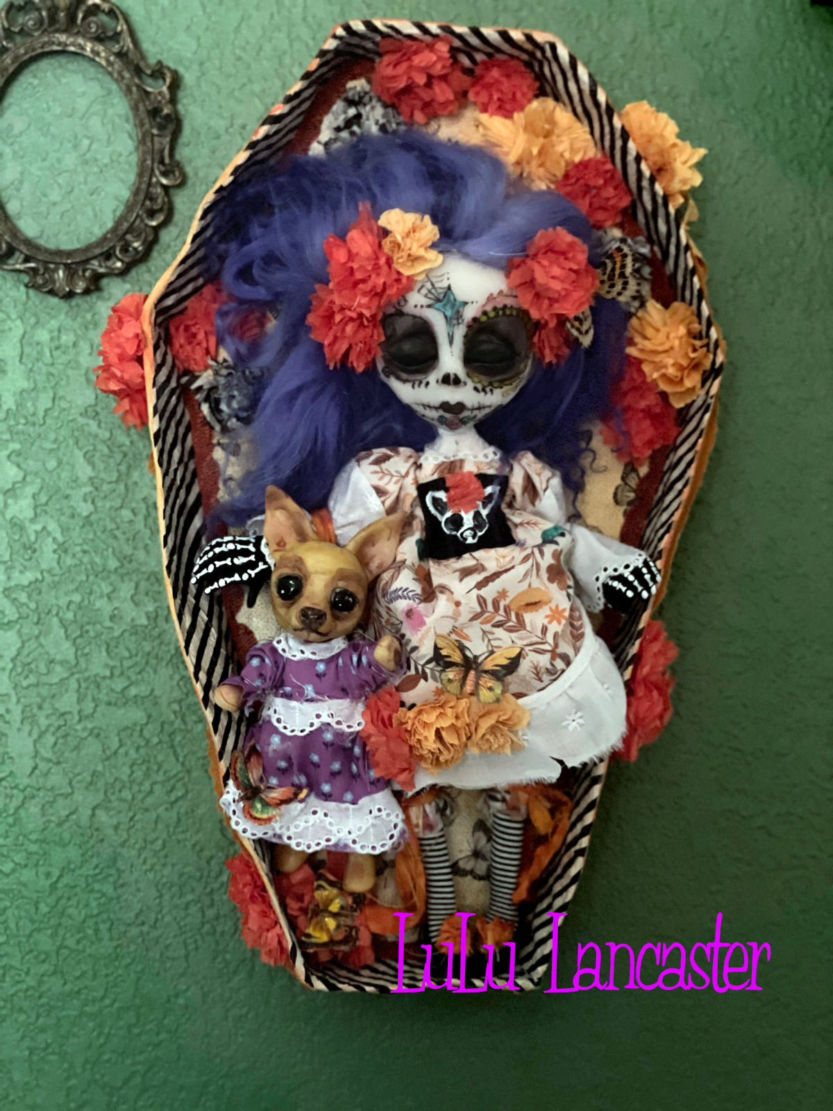 Señorita Chihuahua sleeping Day of the dead Original LuLu Lancaster Halloween Art Doll