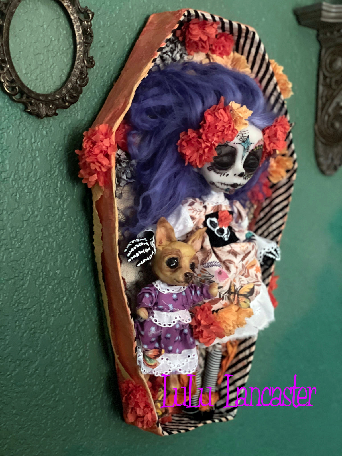 Señorita Chihuahua sleeping Day of the dead Original LuLu Lancaster Halloween Art Doll