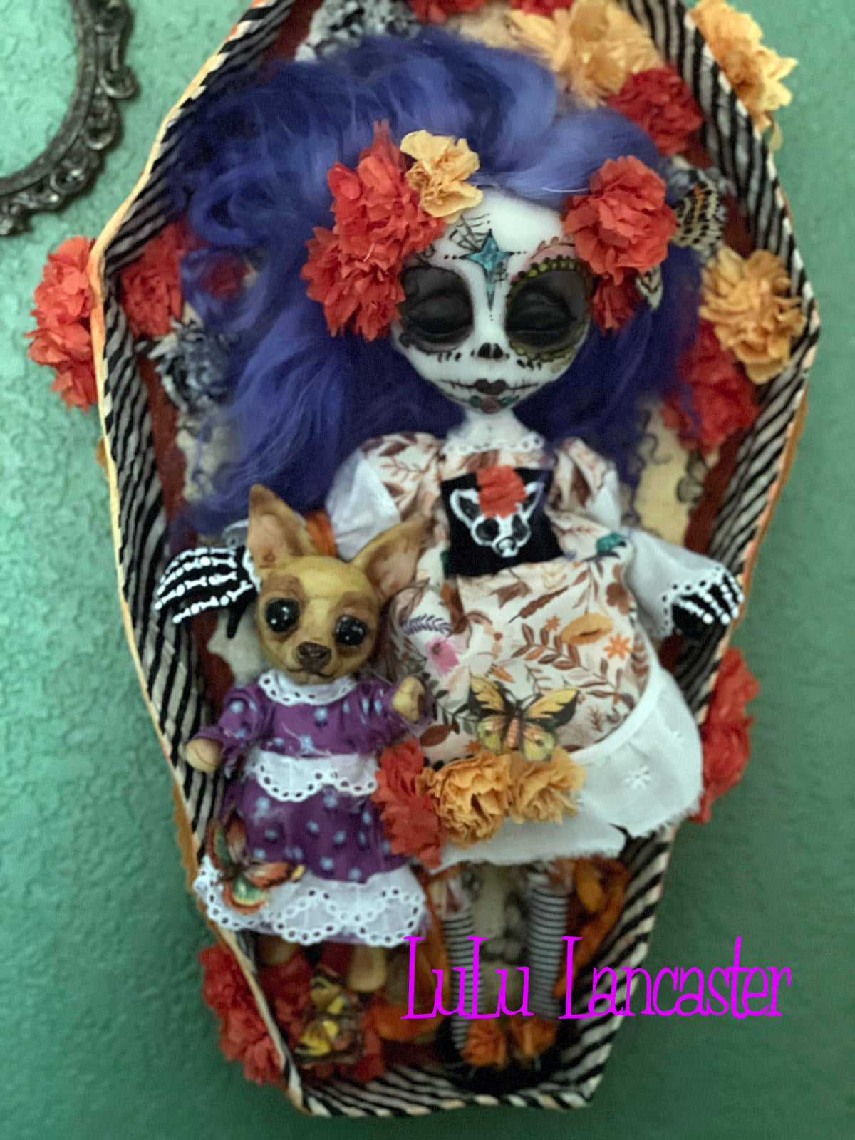 Señorita Chihuahua sleeping Day of the dead Original LuLu Lancaster Halloween Art Doll