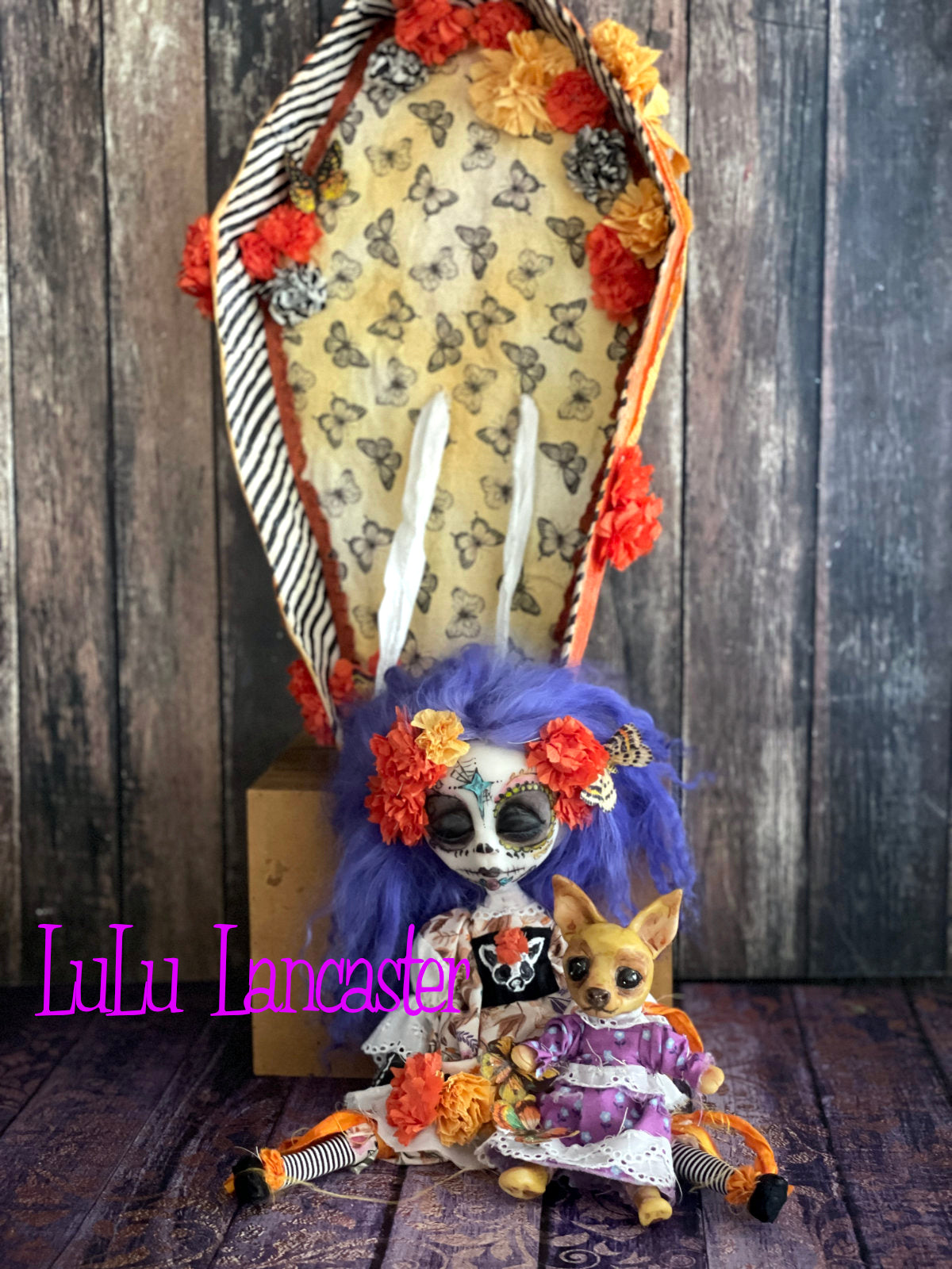 Señorita Chihuahua sleeping Day of the dead Original LuLu Lancaster Halloween Art Doll