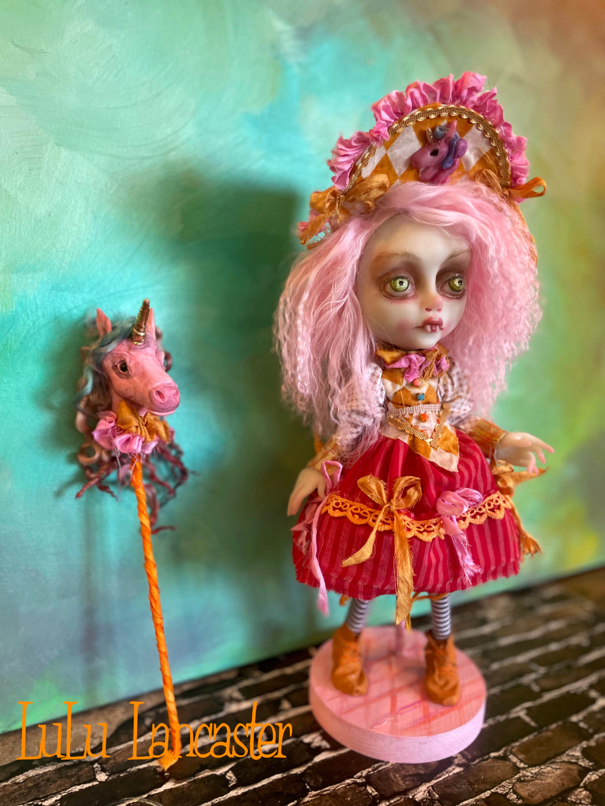 Sorcha Vampire and Unicorn stick pony Original LuLu Lancaster Art Doll