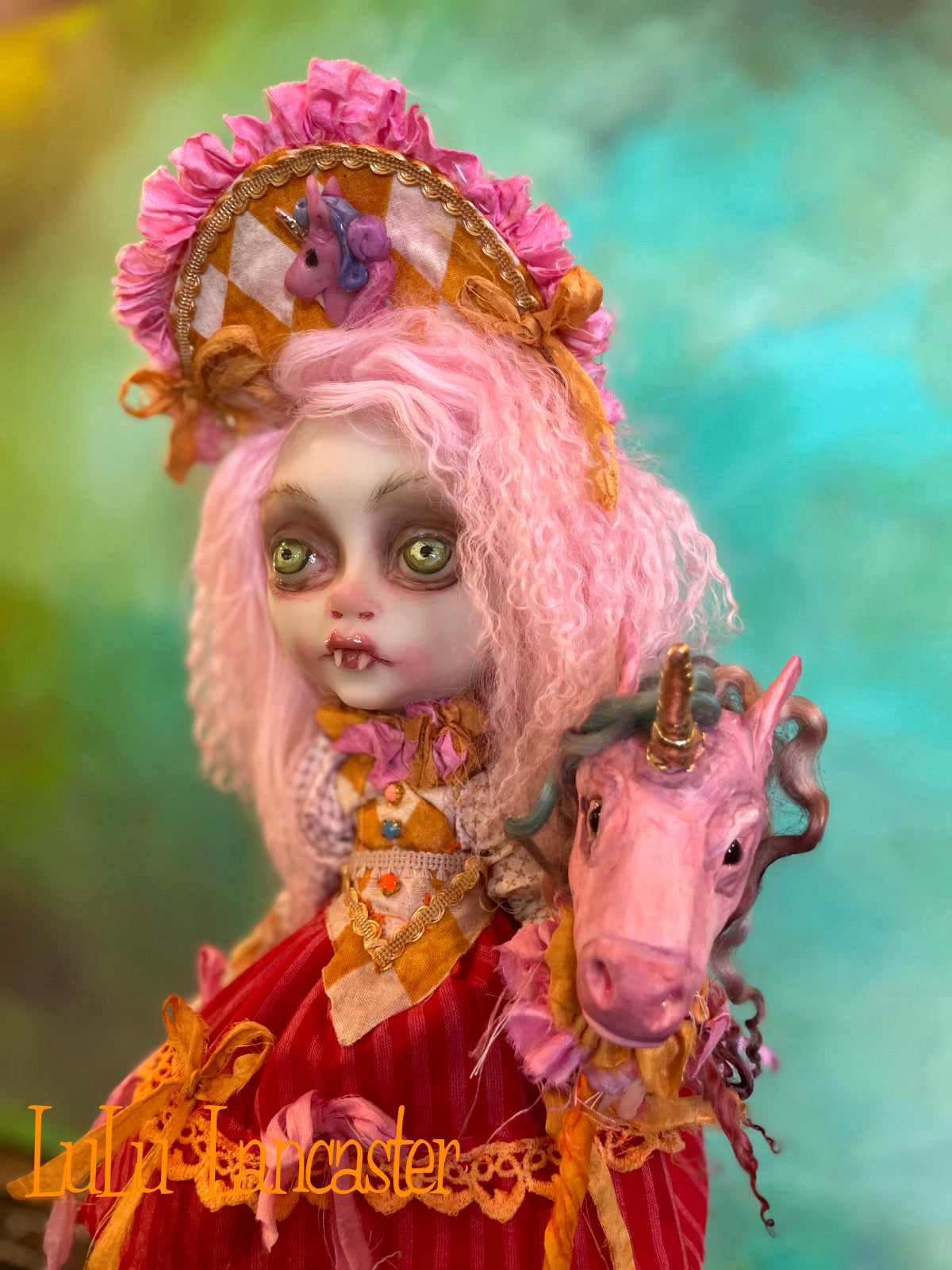 Sorcha Vampire and Unicorn stick pony Original LuLu Lancaster Art Doll