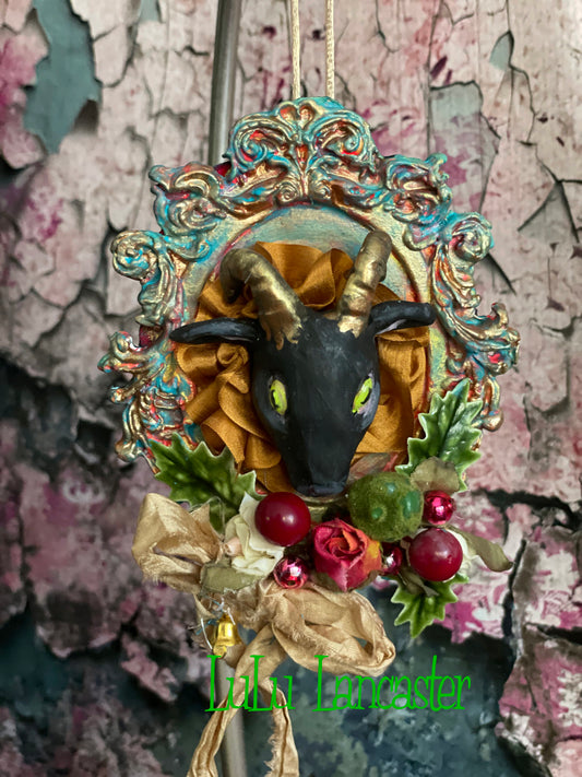 Black Phillip ornament Teal frame~ Original LuLu Lancaster Art Doll