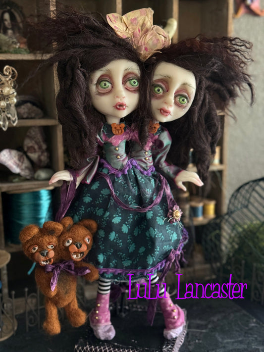 Teddy and Theadora squishy head Vampires Original LuLu Lancaster Art Doll