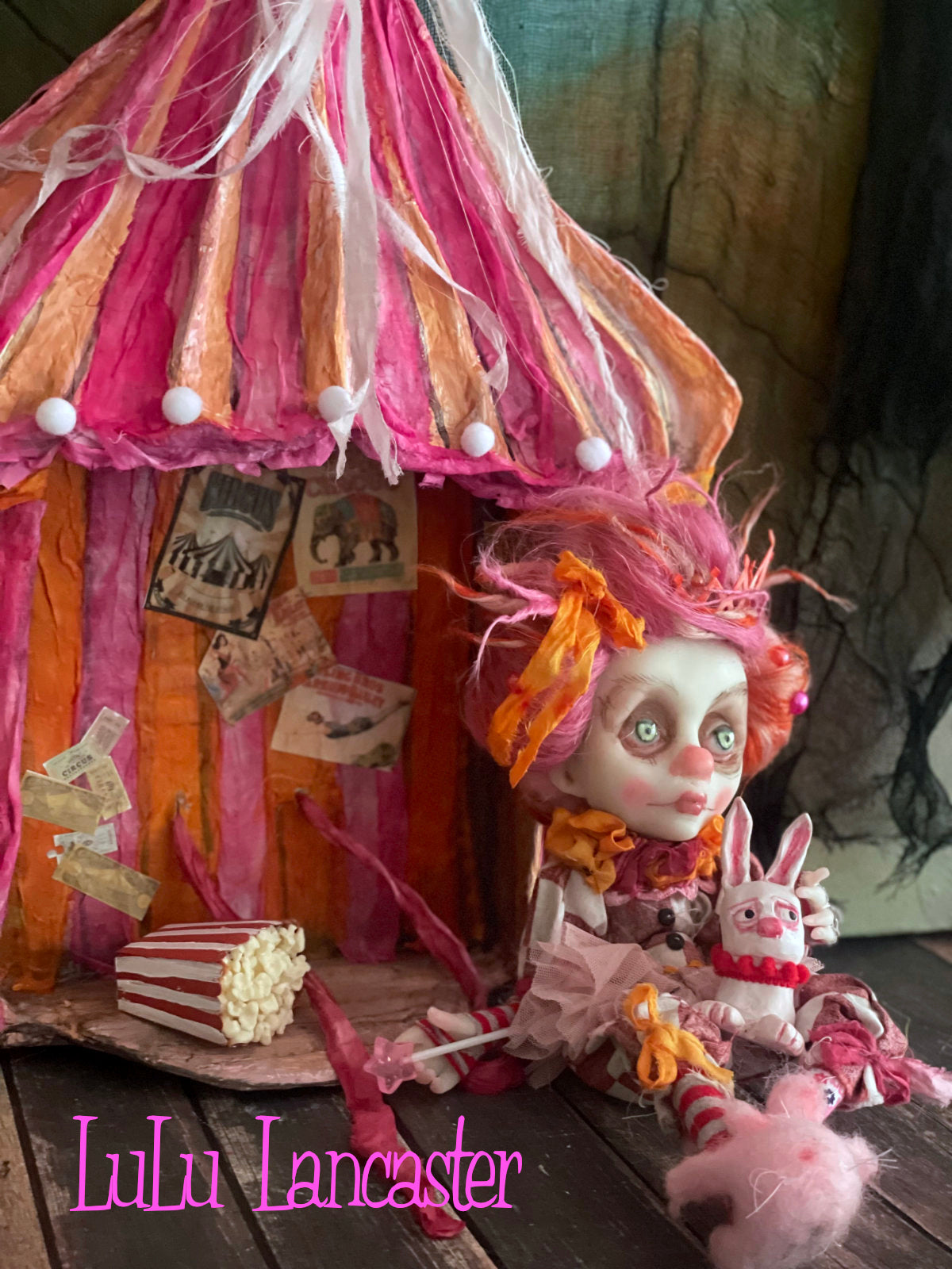 Trinket the Clown in her circus tent Halloween Original LuLu Lancaster Art Doll