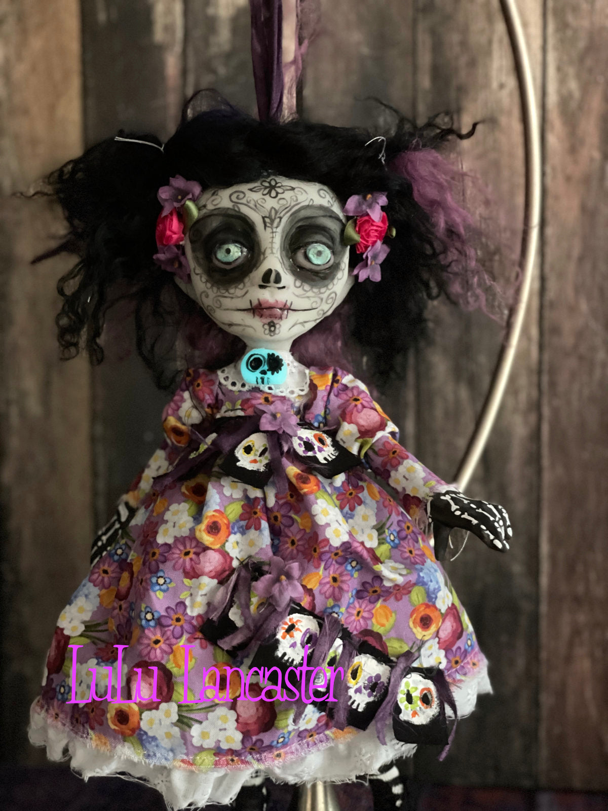 Violeta hanging Day of the dead Original LuLu Lancaster Halloween Art Doll