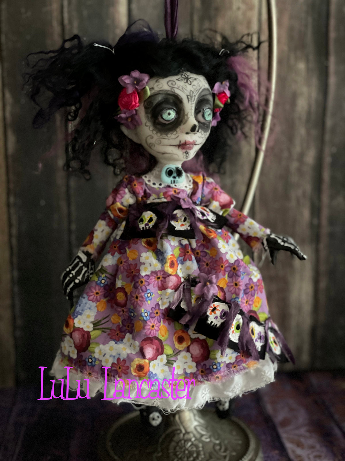 Violeta hanging Day of the dead Original LuLu Lancaster Halloween Art Doll