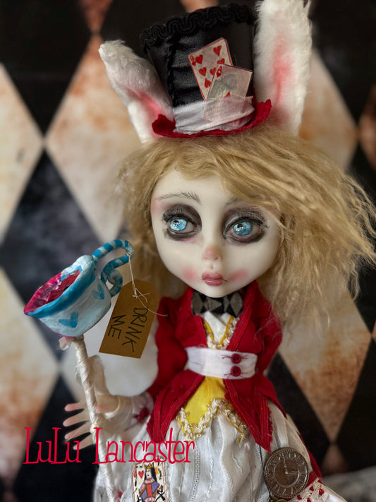 White Rabbit Alice Wonderland  ~Original LuLu Lancaster Art Doll