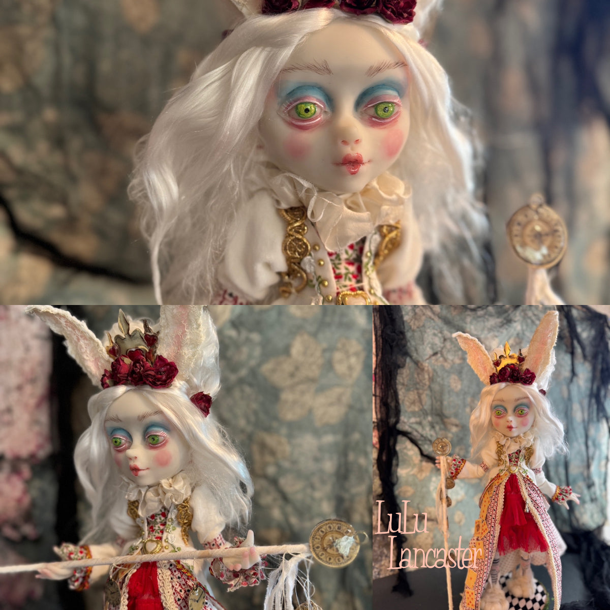 White Rabbit Queen of Hearts Mashup Wonderland ~ original Lulu Lancaster Art Doll