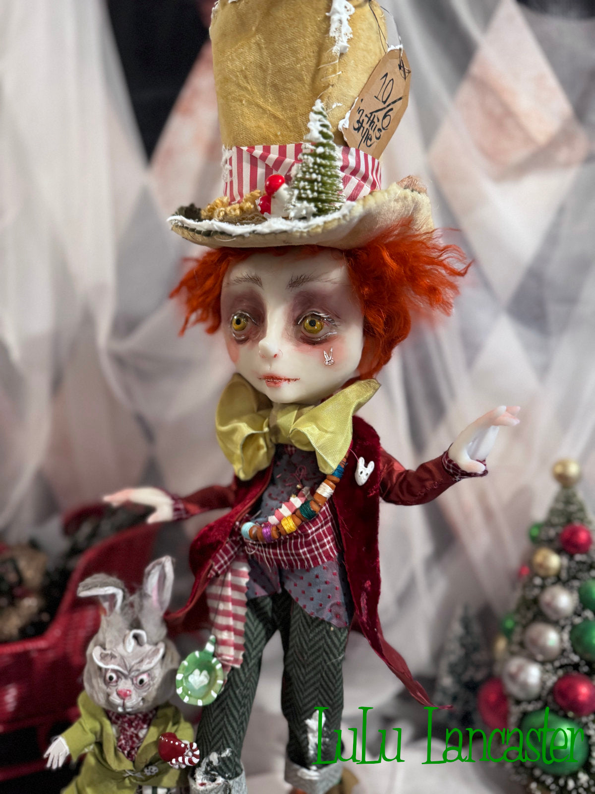 Mad Hatter in Winter Wonderland with March Hare Original LuLu Lancaster Art Doll