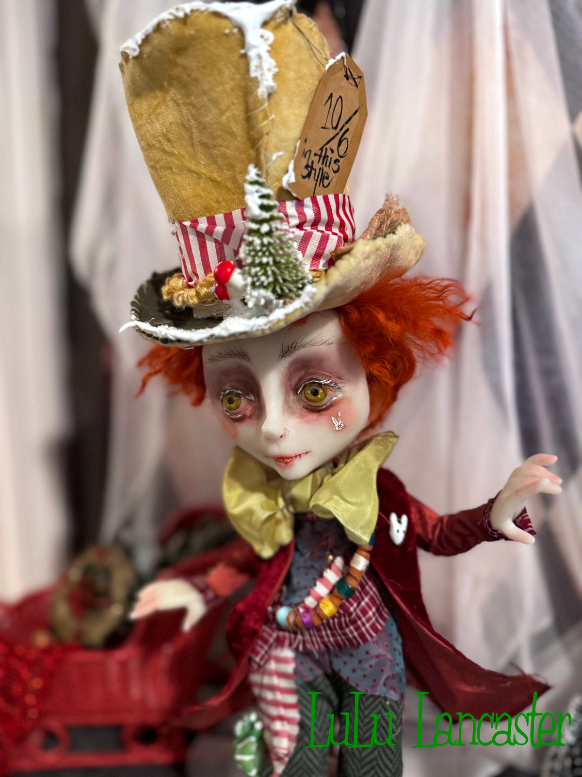 Mad Hatter in Winter Wonderland with March Hare Original LuLu Lancaster Art Doll