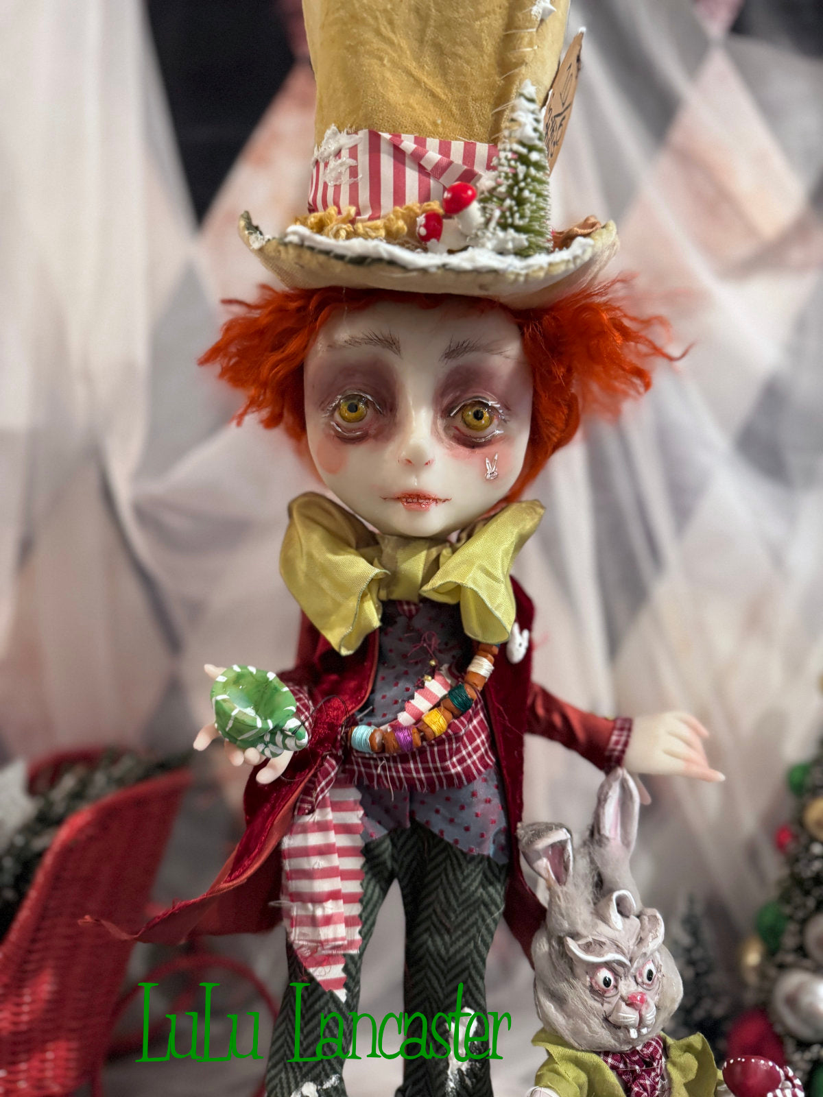 Mad Hatter in Winter Wonderland with March Hare Original LuLu Lancaster Art Doll