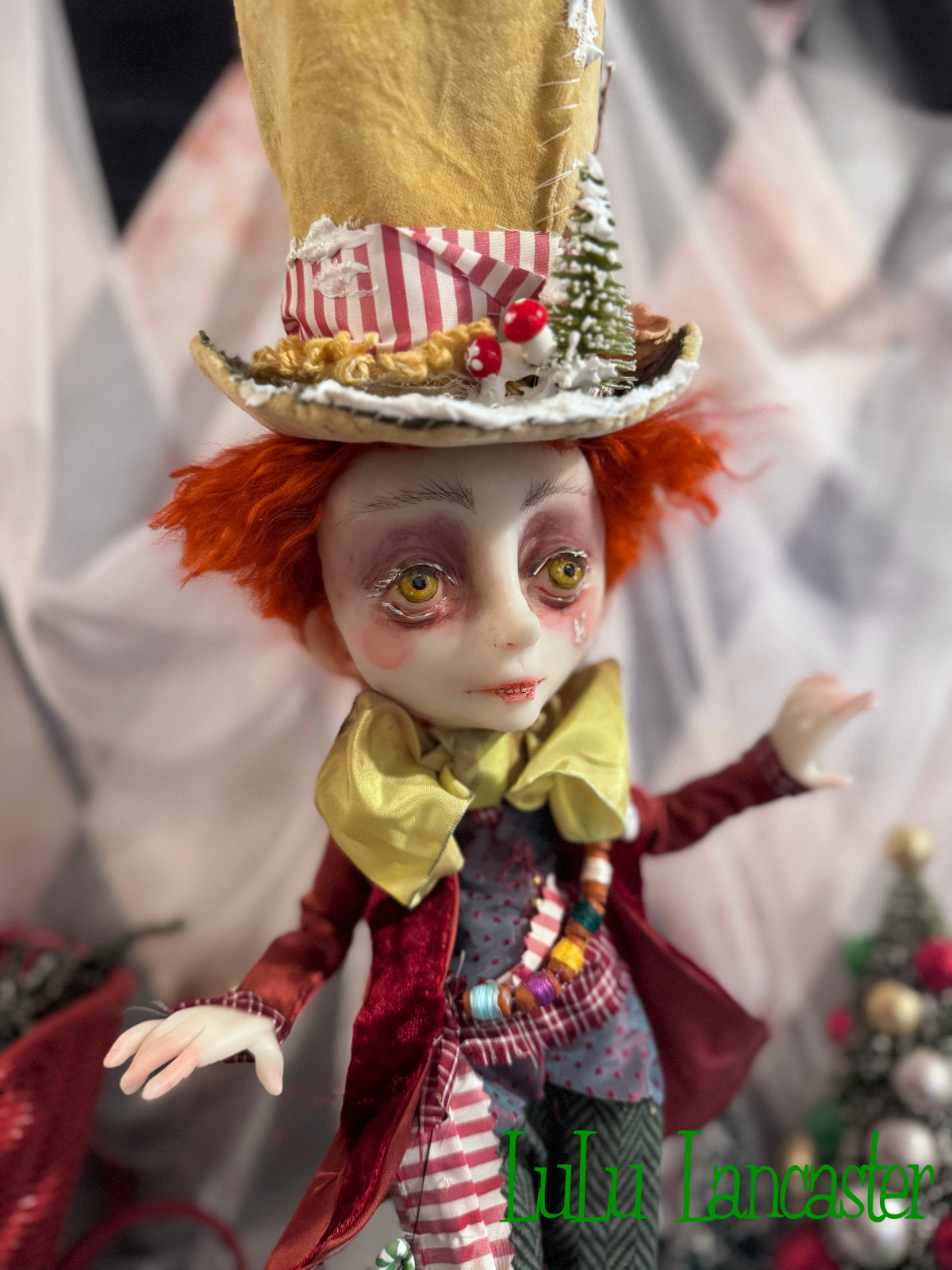 Mad Hatter in Winter Wonderland with March Hare Original LuLu Lancaster Art Doll