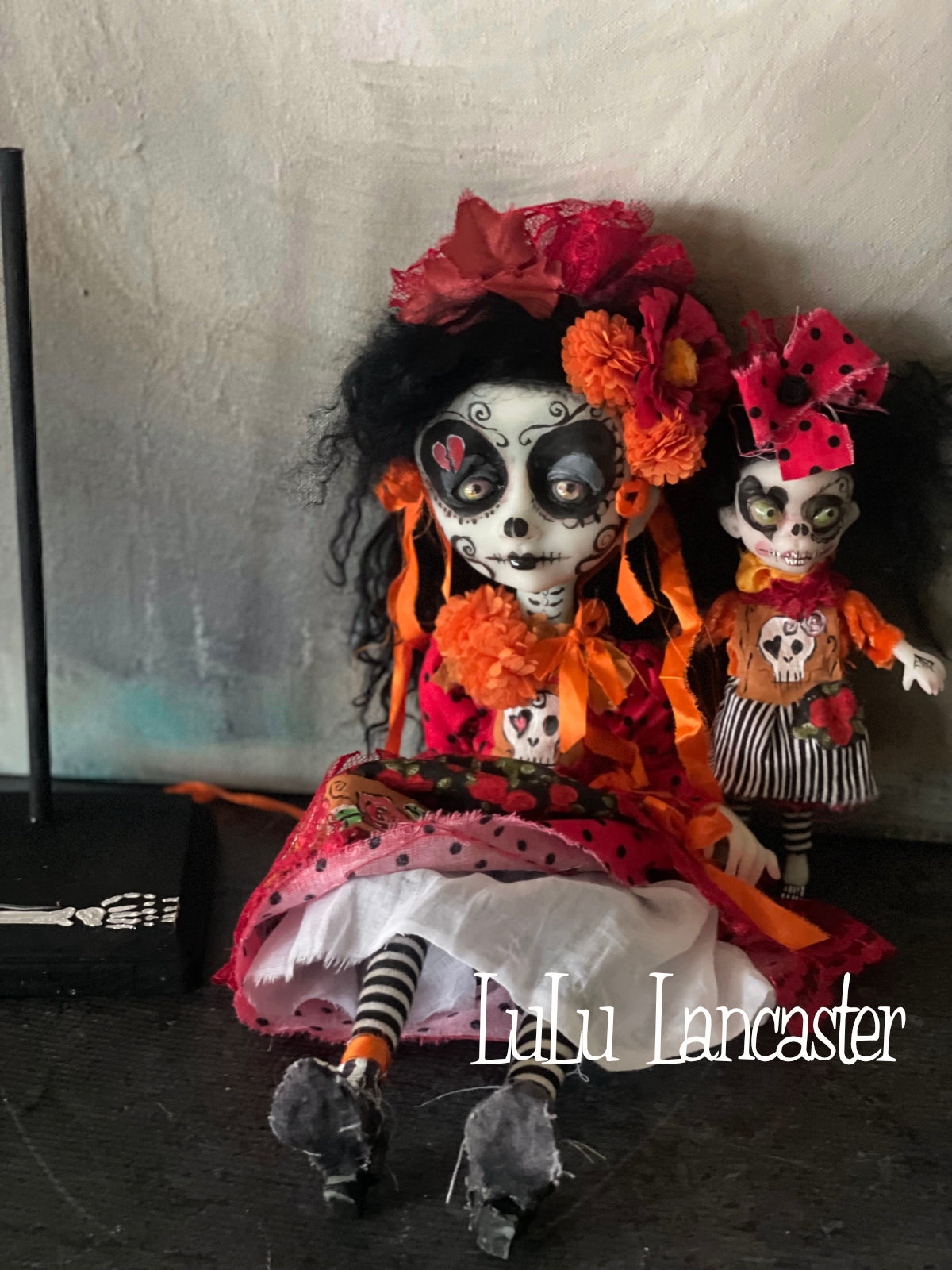 Corazana Dia de Muertos Broken hearted Original LuLu Lancaster Art Doll