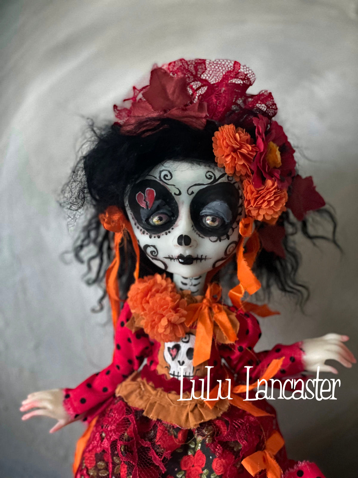 Corazana Dia de Muertos Broken hearted Original LuLu Lancaster Art Doll