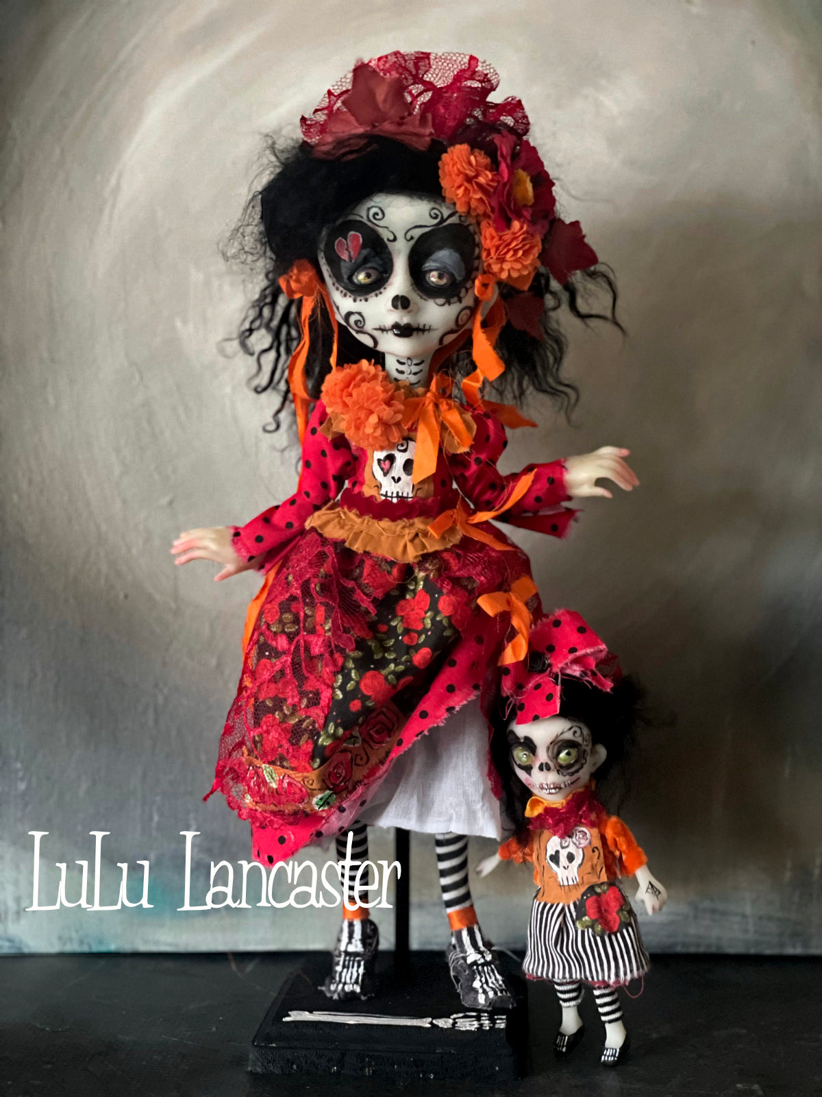 Corazana Dia de Muertos Broken hearted Original LuLu Lancaster Art Doll