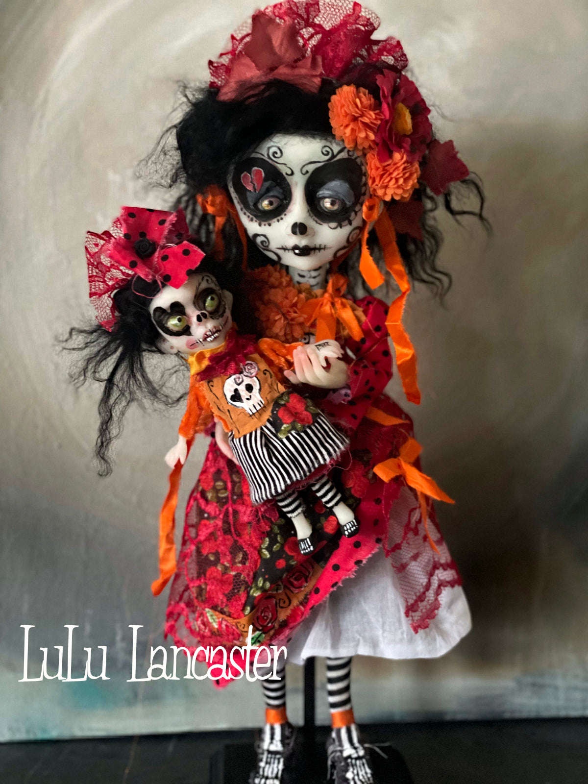 Corazana Dia de Muertos Broken hearted Original LuLu Lancaster Art Doll