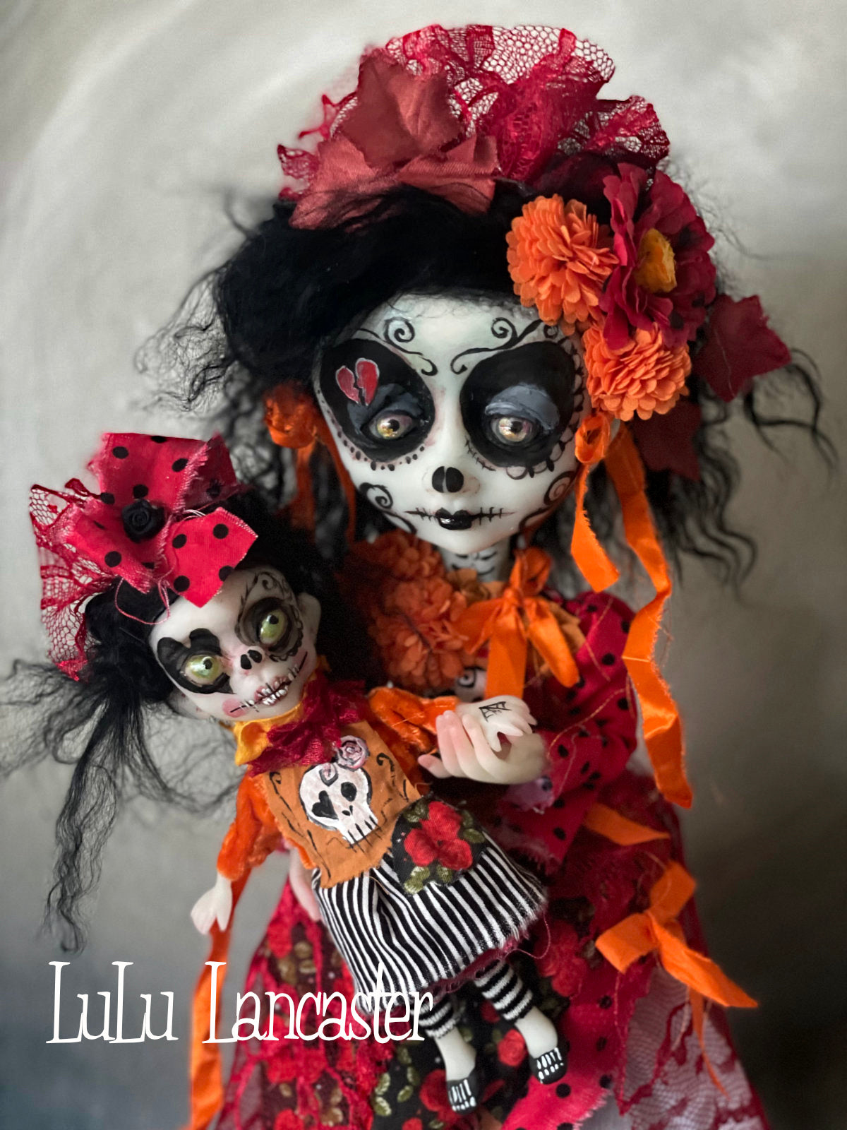 Corazana Dia de Muertos Broken hearted Original LuLu Lancaster Art Doll