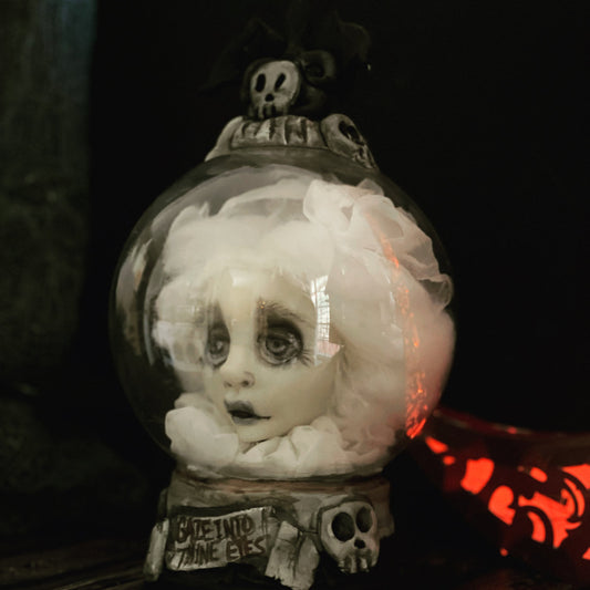 Ghost Crystal Ball Gaze into thine eyes OOAK Halloween Art Doll LuLu Lancaster