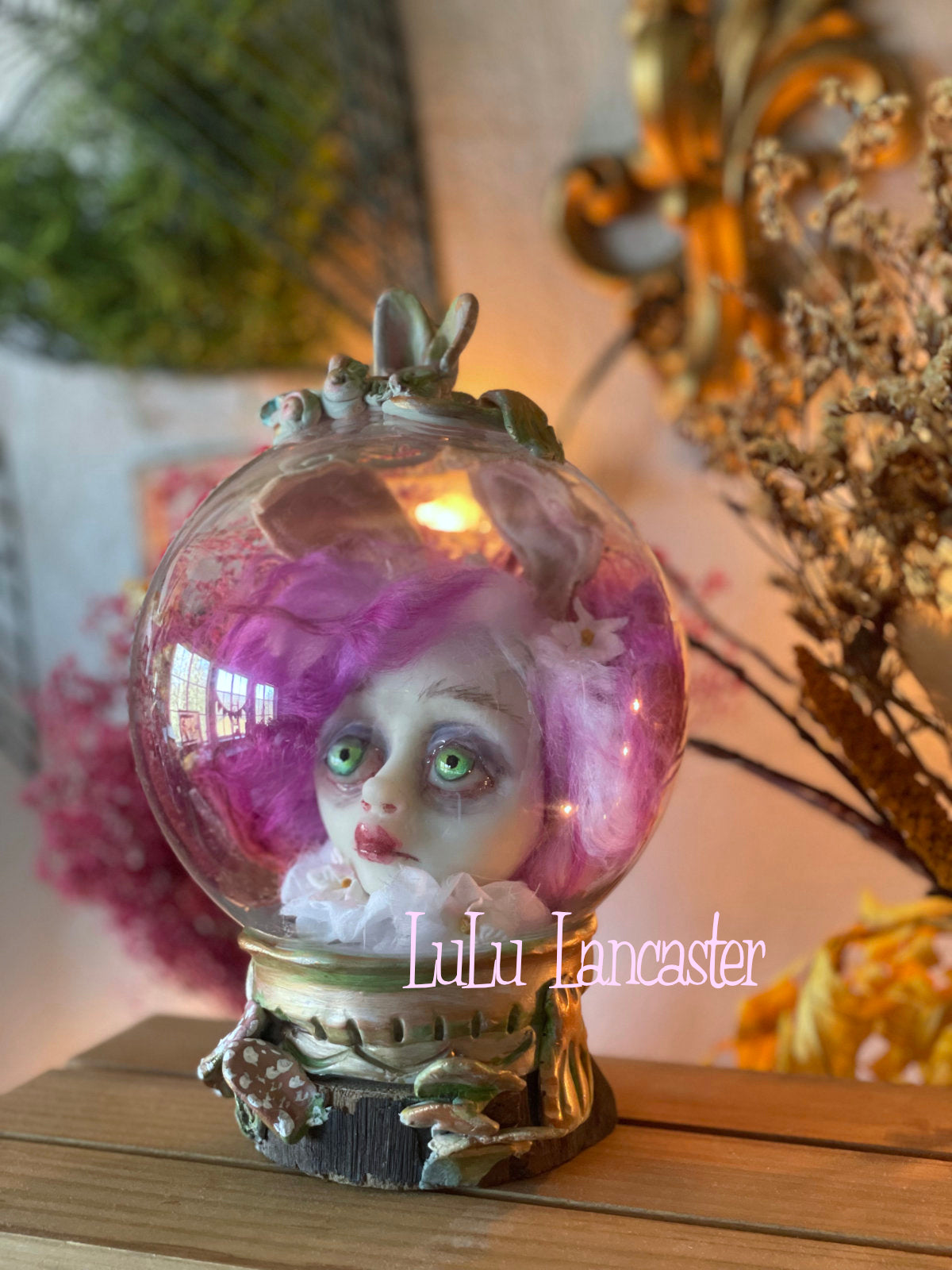 Rabbit Globe Bunny Woodland fairy Original LuLu Lancaster Art Doll