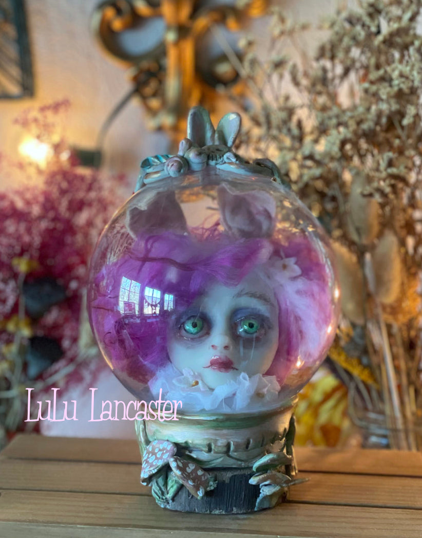 Rabbit Globe Bunny Woodland fairy Original LuLu Lancaster Art Doll